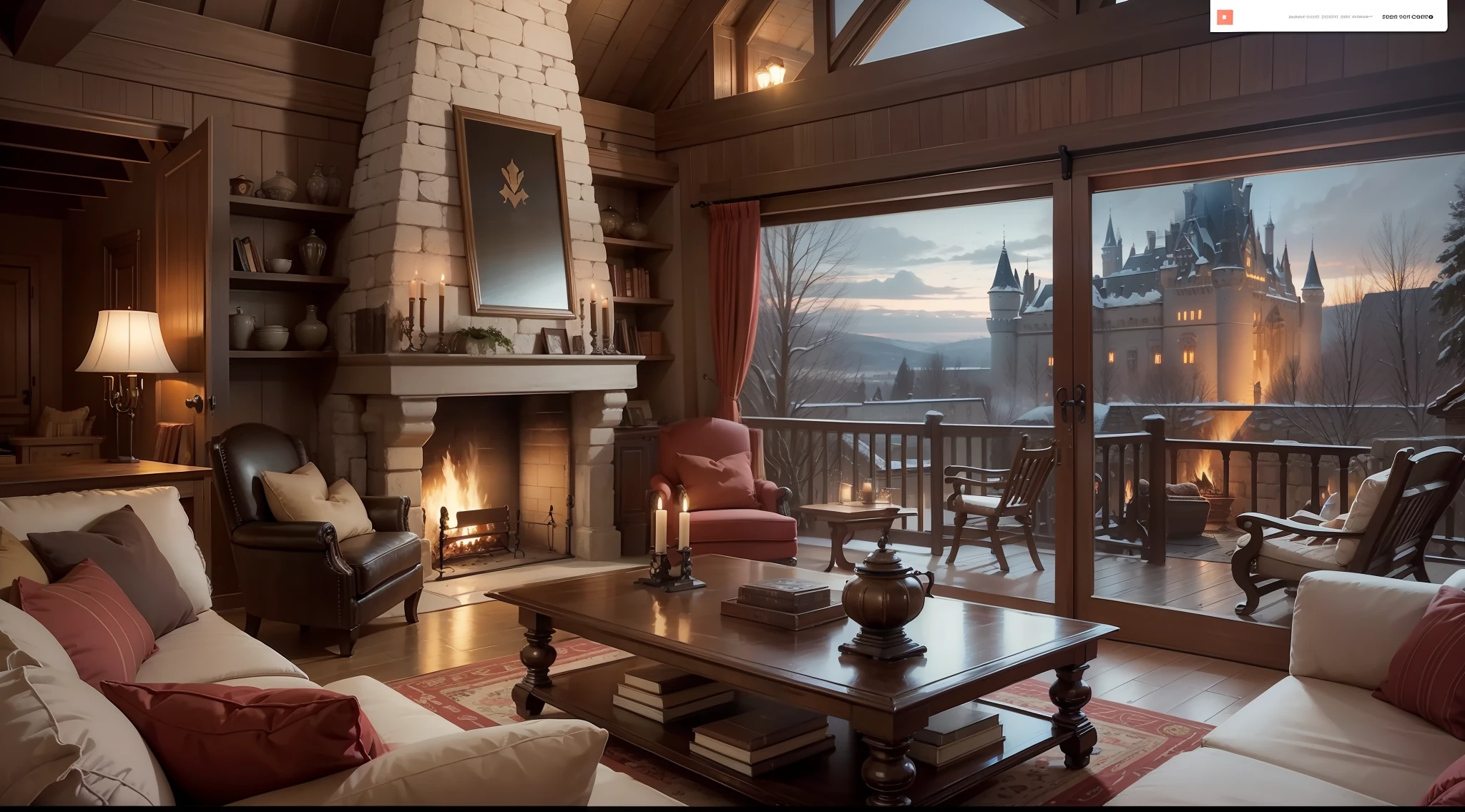 Fireplace Ambience with overlooking the Castle