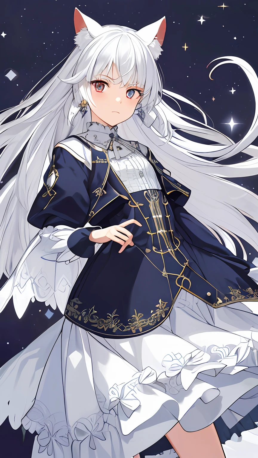 (((Masterpiece))),(((best qualtiy))),((Ultra-detailed)),(illustration),((anextremelydelicateandbeautiful)),dynamic angle,Floating,(beatiful detailed eyes),(detailedlight) (1girll), White-haired and red-eyed ,white haired Cangcang,Tears in both eyes,His face was flushed,A shy or aggrieved look,beast ear