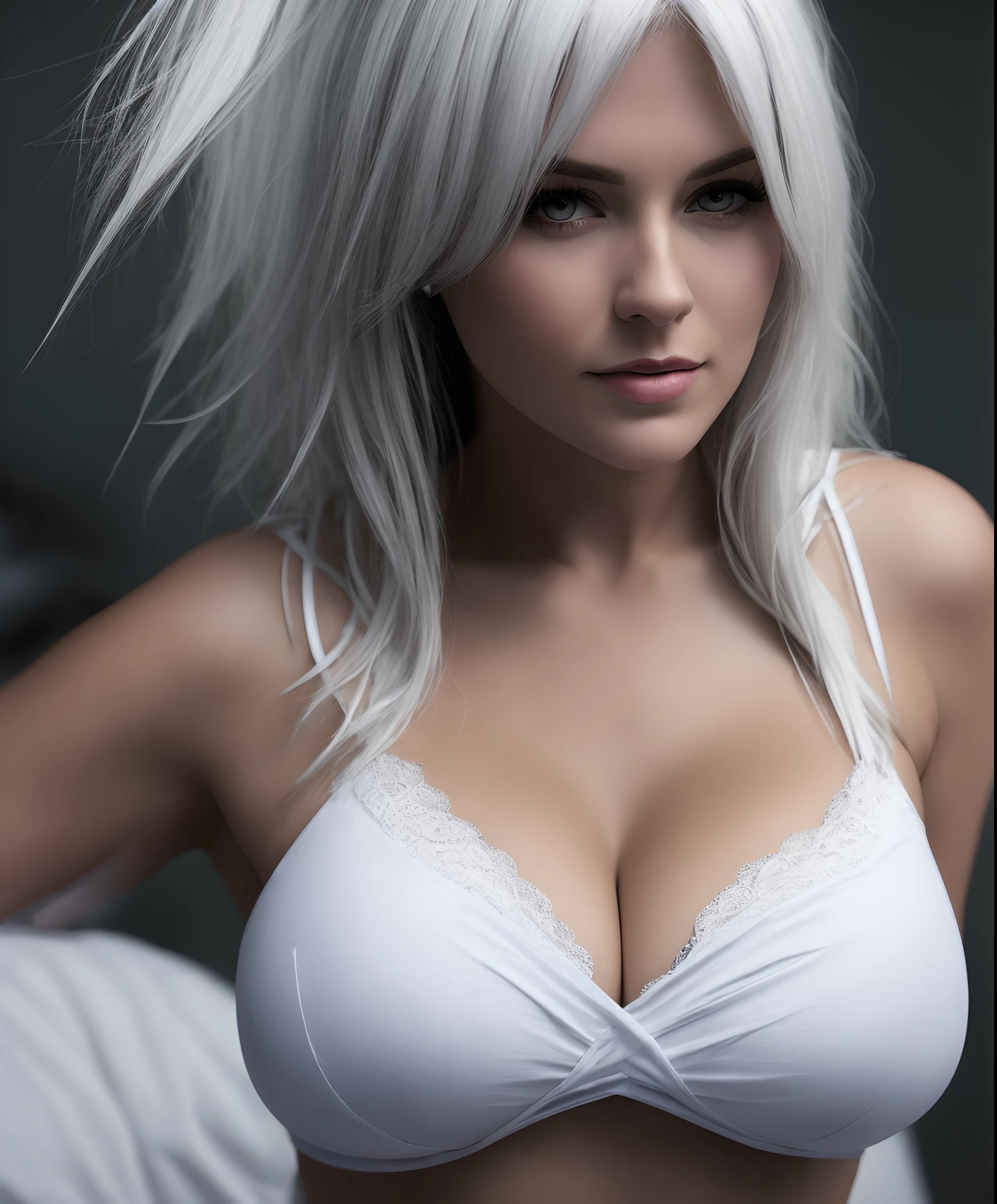 Beth，White hair，Powdered，Lori huge breasts cleavage，Pure