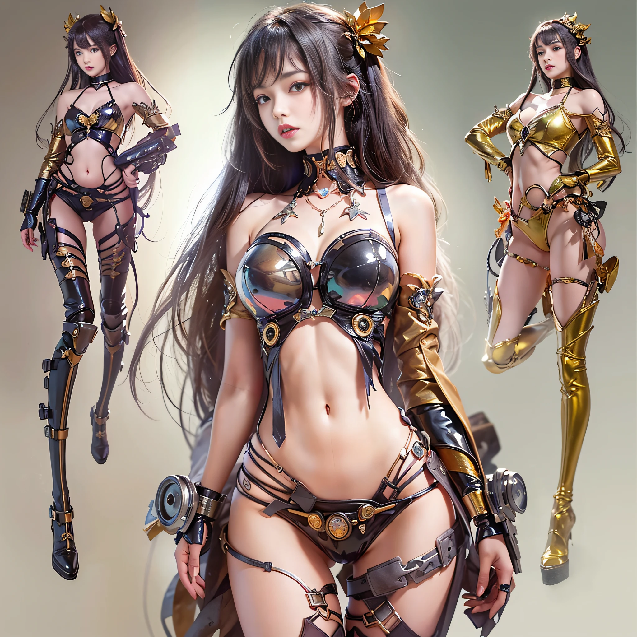 ((masterpiece:1.4)、(top-quality:1.4)、(reallistic:1.7))、Dirty pair、The beautiful duo of Yuri and Kei、Sexy Daughter、Super beautiful girl、2girls:1.4、Super sexy military uniform、Glossy luxury latex、Luxury Latex Bodysuit、By Luis Royo、age19、Super Ultra Ultra Bikini、(Looking Back Beauty:1.4)、Cute tattoos、Outstanding style、(Two legs are drawn correctly:1.7)、(Two arms are drawn correctly:1.7)、Anatomically correct depiction of limbs、Slender Abs、(beauty legs:1.4)、beautiful countenance、kawaii faces、Beautiful ass、A detailed eye、beautidful eyes、Raw photo、red-lips、Red boots、a choker、a necklace、耳Nipple Ring、Ultra-futuristic city fantasy、