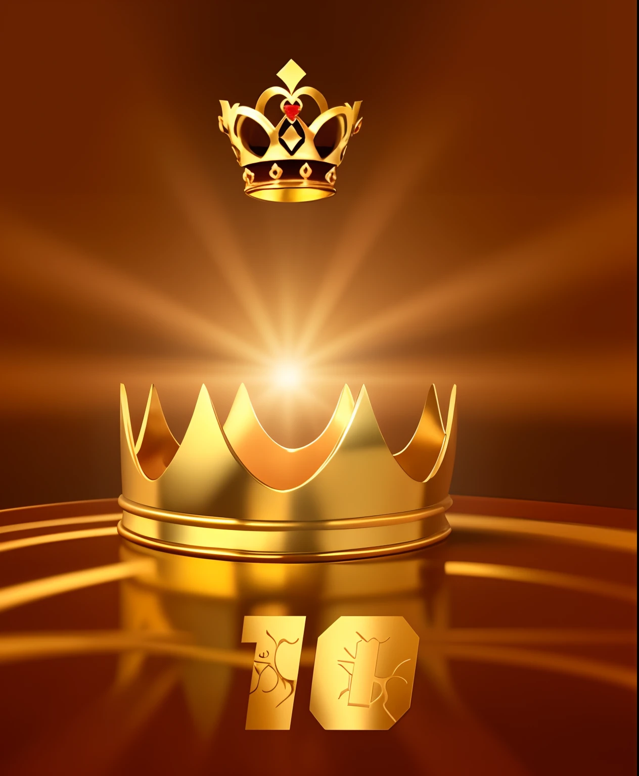 uma coroa de ouro com a palavra 10, Coroa Flutuante, em uma coroa, the crown is very high, com coroa, assemelhando-se a uma coroa, Coroado, com uma coroa, celebrando um rei sendo coroado, com uma coroa de ouro, coroa de ouro, coroa de ouro e filamentos, Avaliado E10, queen crown on top of her head, album cape!