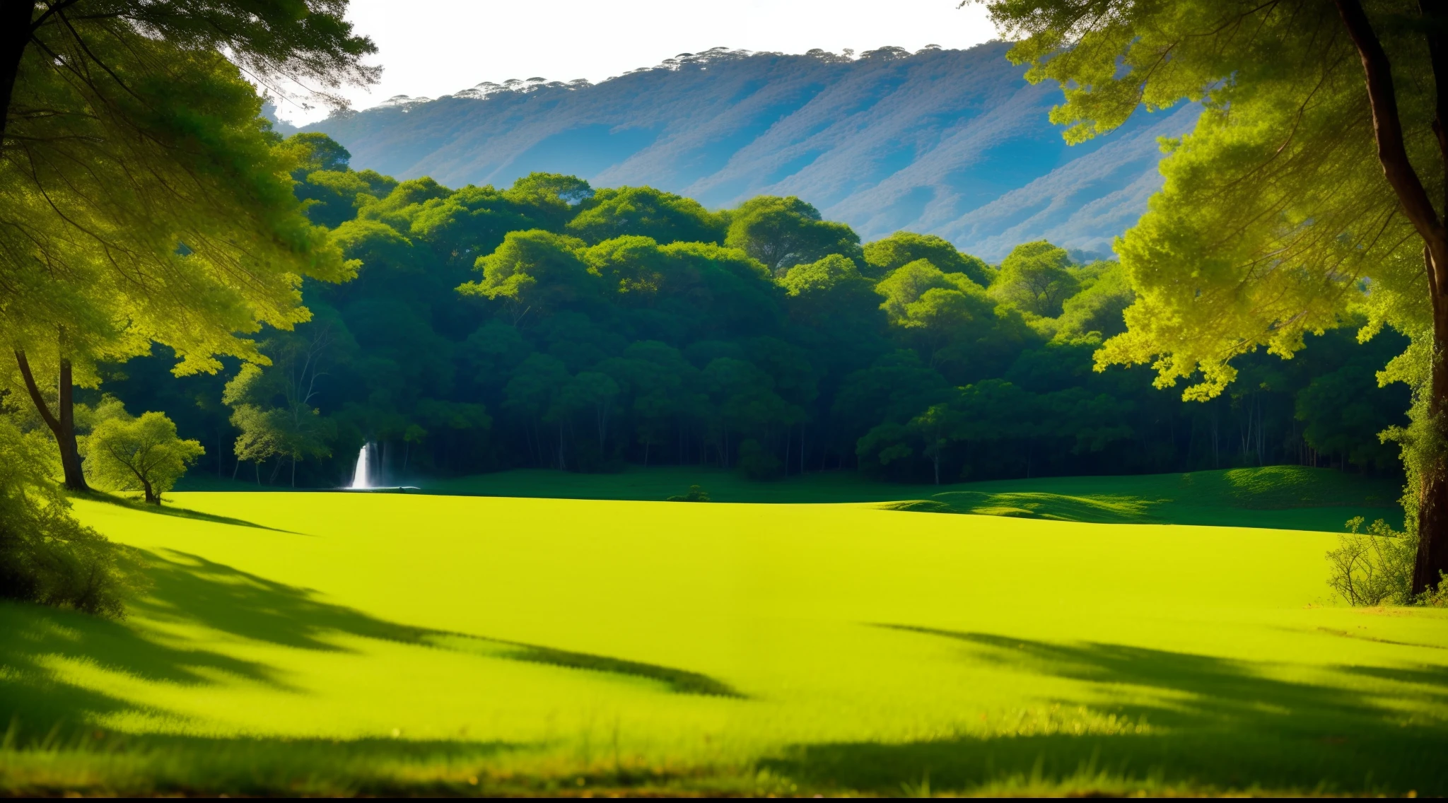 Breeze simmers through the trees, causing the leaves to sway and whisper secrets of the forest. The sound of the chirping of birds and the distant roar of a waterfall create a symphony of the melody of nature, enveloping you in a sense of tranquility and wonder. Cada elemento desta paisagem encantadora foi cuidadosamente composto, cada detalhe contribuindo para o todo harmonioso. The wide-angle lens captures the vastness of the scene, stretching the horizon and allowing you to feel the immensity of nature's beauty. The composition recalls Stanley Kubrick's meticulous eye for detail, with the landscape carefully framed to create a sense of balance and symmetry. The rule of thirds follows, com as flores silvestres em primeiro plano proporcionando uma base vibrante e colorida, while the rolling hills and trees create a contrasting backdrop. The lighting, inspired by Joe McNally's experience, melhora o clima da cena. O brilho quente e dourado banha a paisagem, destacando as texturas e contornos. Longas sombras do sol poente adicionam profundidade e drama, casting an ethereal quality upon the earth. The scene is not just a feast for the eyes, but also a testament to the power of nature. It's a reminder of the intricate art that exists in the simplest things, e um chamado para apreciar e proteger a beleza que nos rodeia. On this cinematic journey through the beauty of nature, You are transported to a world where time stands still, where each painting is a masterpiece waiting to be discovered.