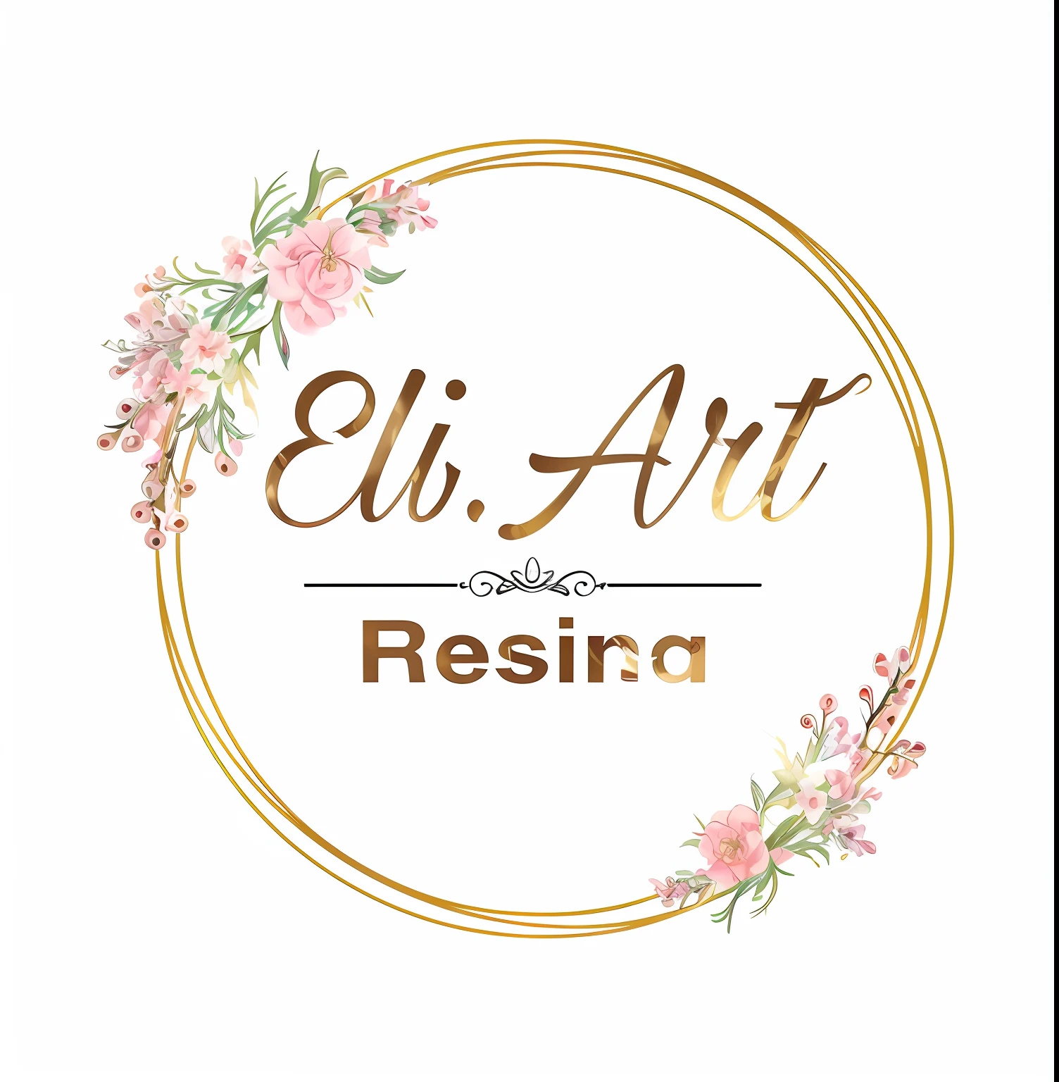 a closeup of a circle with flowers and a golden frame, logo arttype, arte da resina, Logo, Logo, inspirado em Elisabeth Collins, arte em resina e argila, Arte Oficial, arte oficial, Arte Realista, arte publicada, Logobusiness type, Album art, Descansando, Logotypetype illustrated, pintura elegante e refinada, Elbaite, Alt Arte, pintura digital elegante, pintura em resina