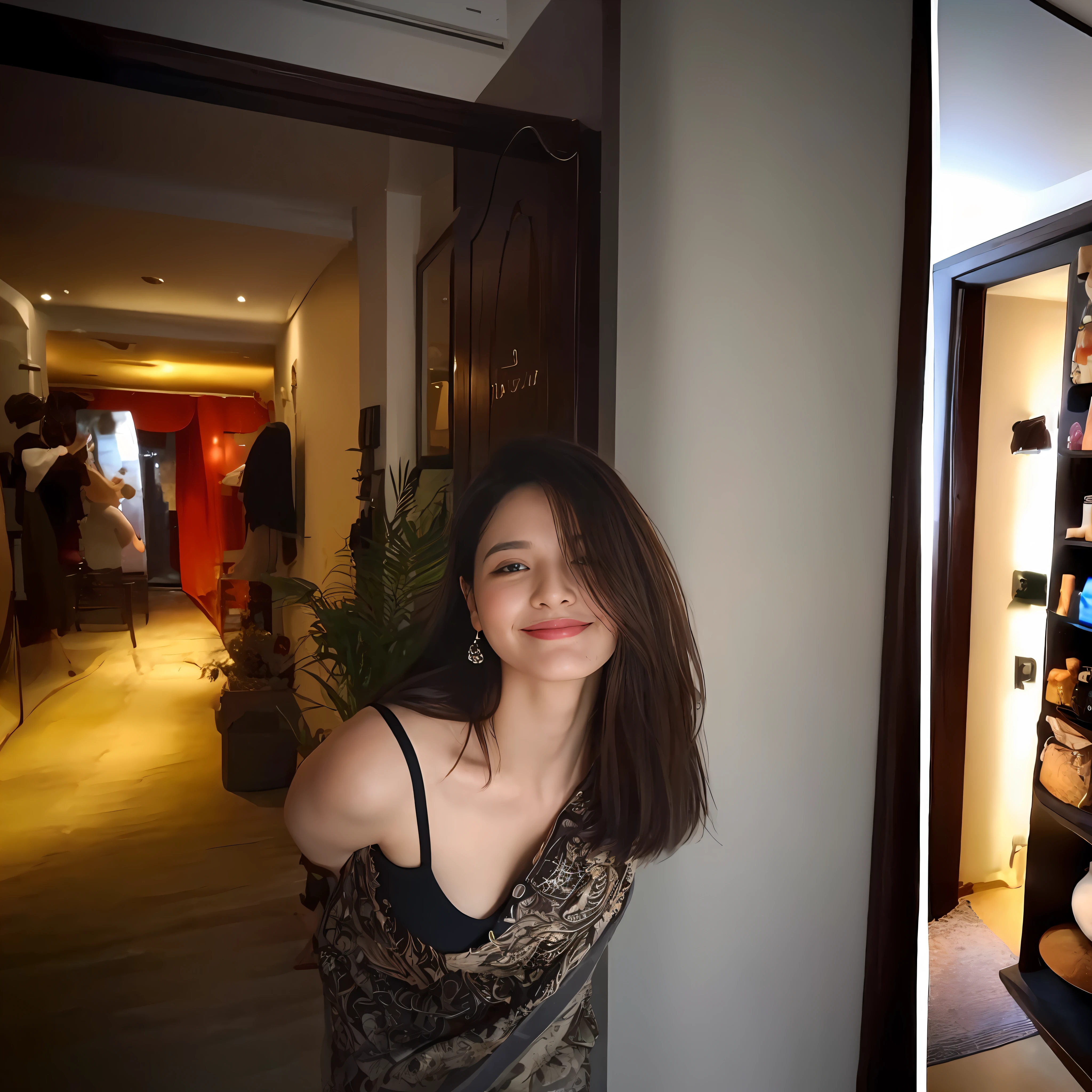 ((Best Quality, 8K, Masterpiece: 1.3)), 1girl, Slim Abs Beauty: 1.3, (Hairstyle Casual, Big Breasts: 1.2), Dress: 1.1, Super Fine Face, Delicate Eyes, Double Eyelids, Smile, Home