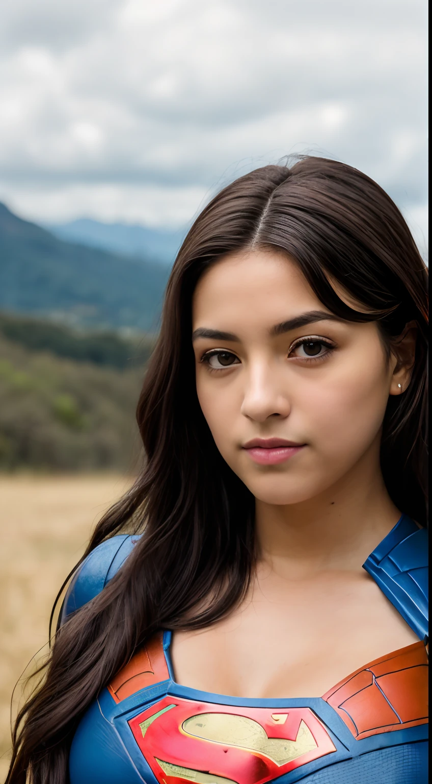 Foto RAW em sequencia, uma foto de uma adolescente anos, in fight position ((corpo inteiro:1.3)),(((vestindo como cosplay super-girl)), rosto detalhado, planos de fundo detalhados pouco desfocados, luzes naturais, HDR, foto realista, foto profissional, flerte com o espectador, visual sexy, fotorrealista, Linda, pele natural, 8k UHD, alta qualidade, filmic grain, Fujifilm XT3