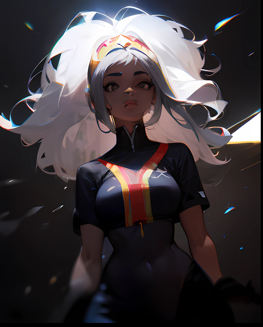 melhor qualidade, extremely high-resolution, obra-prima,pele_negra,silver hair