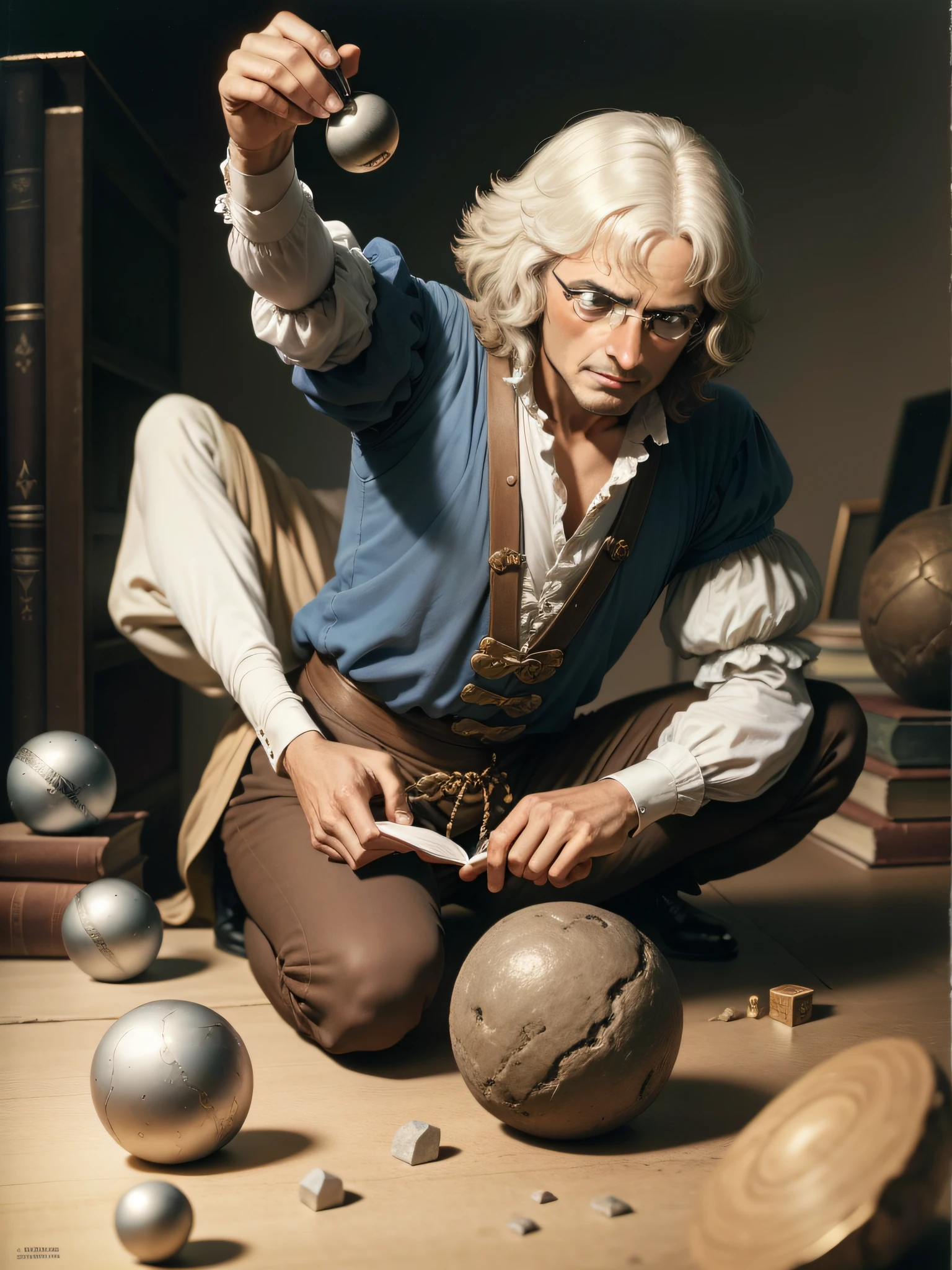isaac newton segurando uma pedra