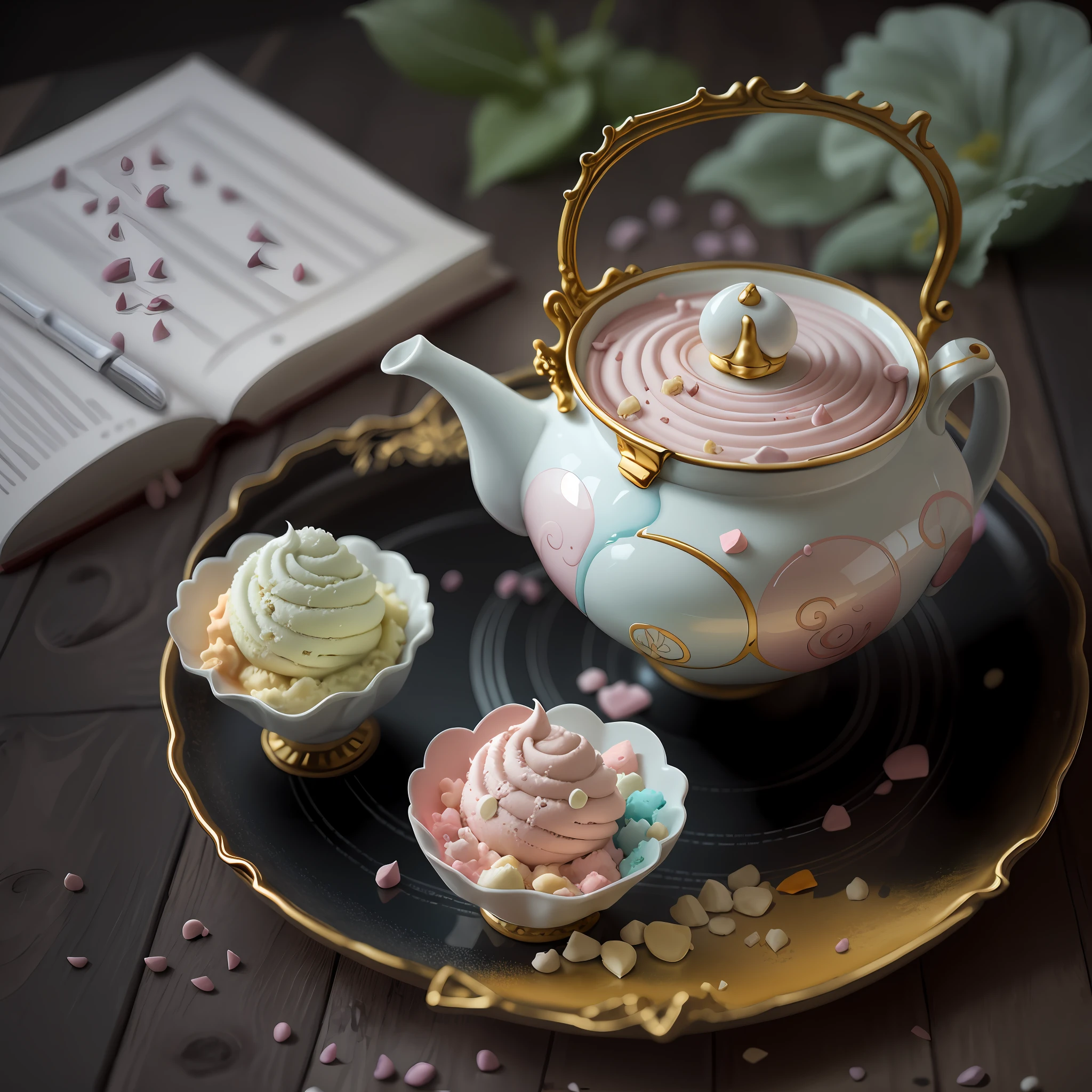 Ice cream style teapot teacup