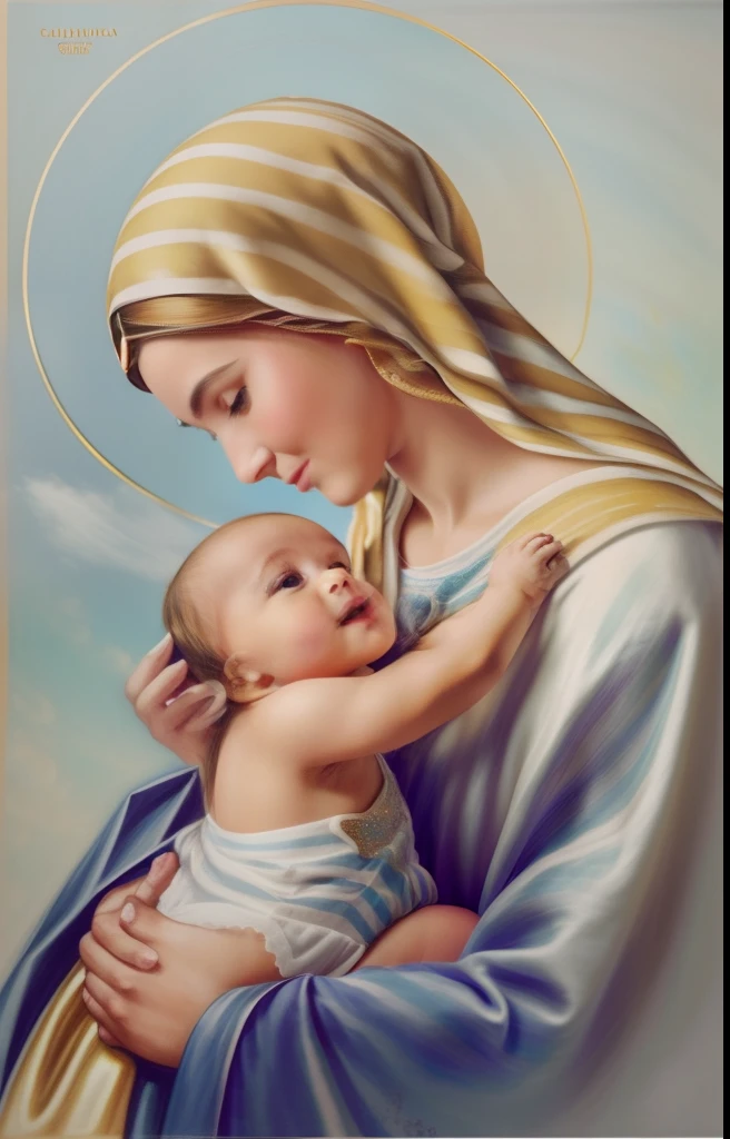 Our Lady holding a rosary. Our Lady holding Jesus.