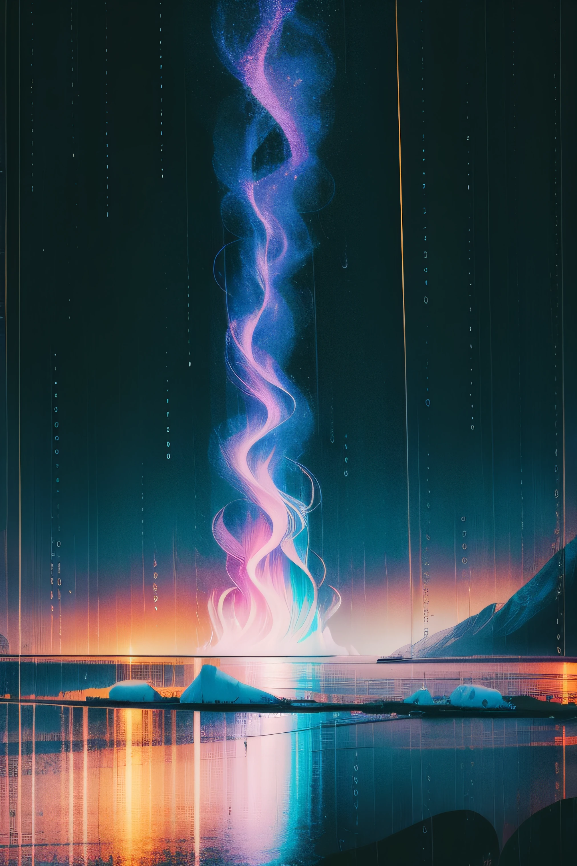 Rainy day with polar lights