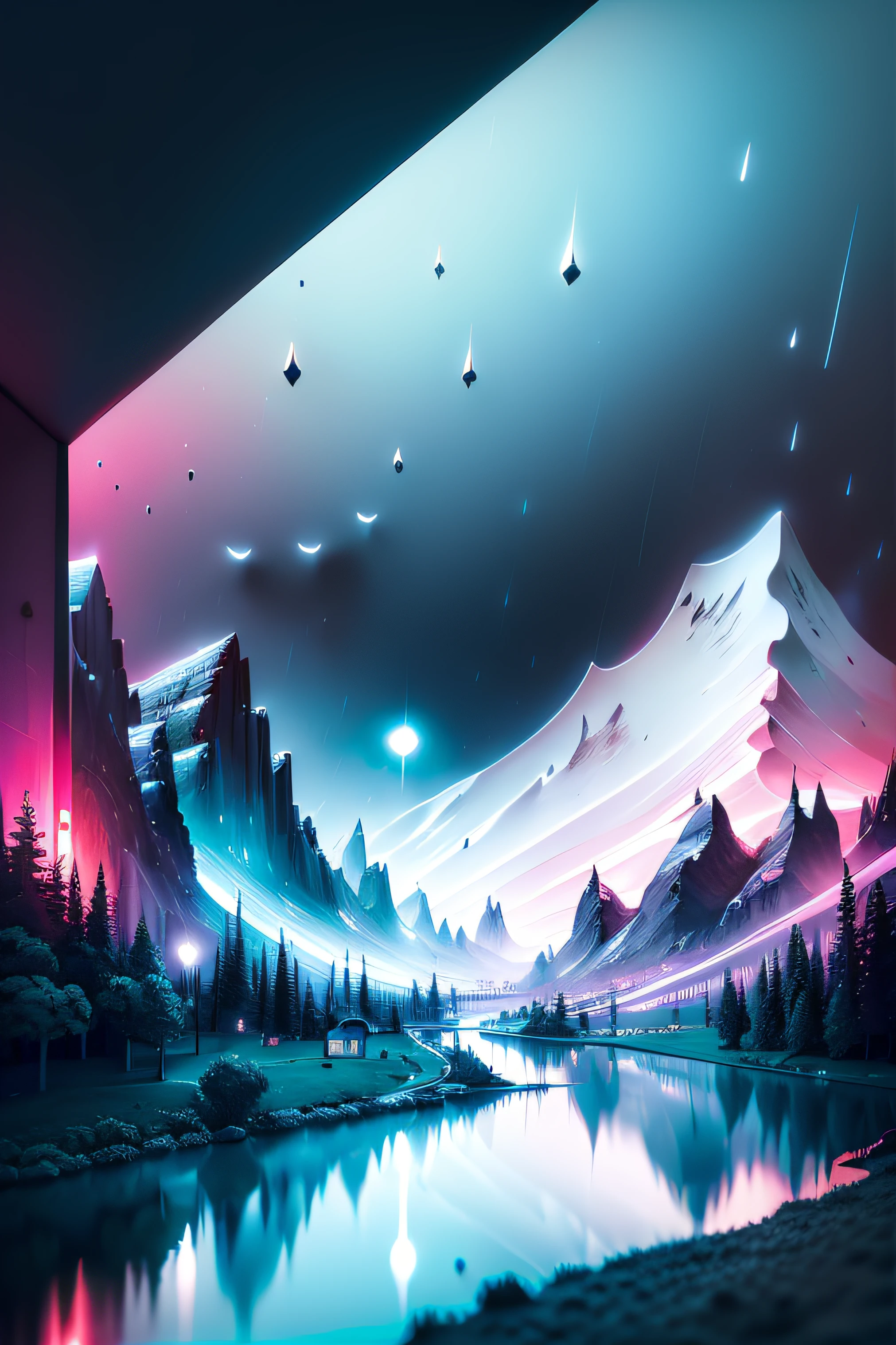 Rainy day with polar lights