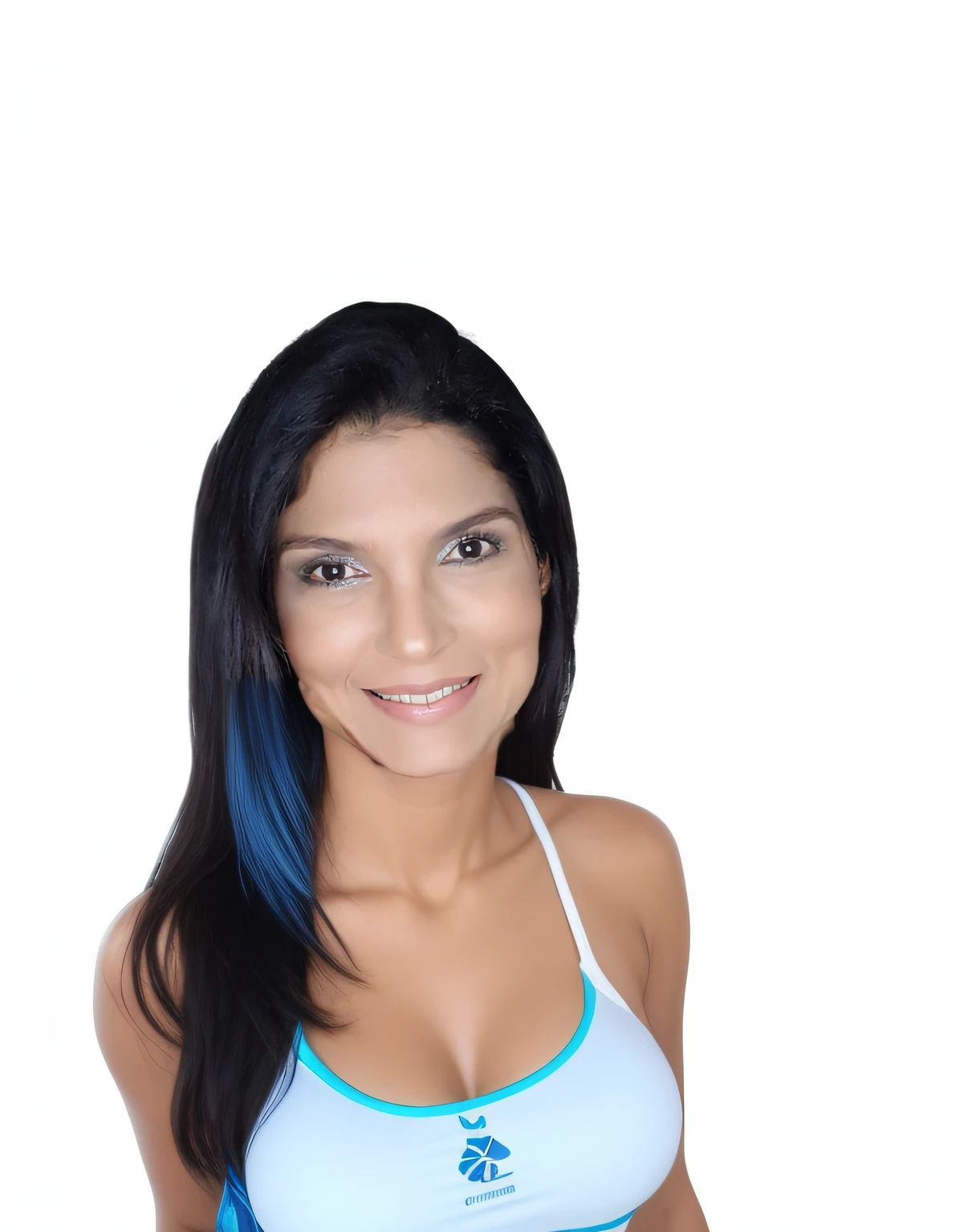 mulher com roupa de academia azul