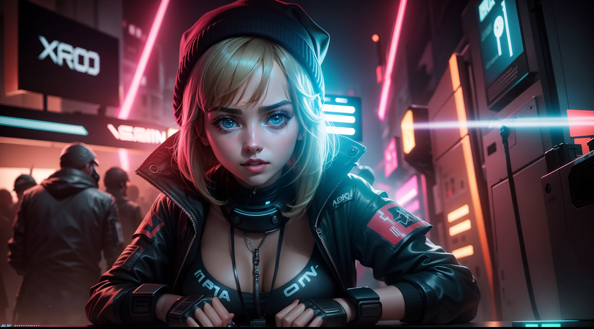 Ana de armas ciberpunk neon face 8k