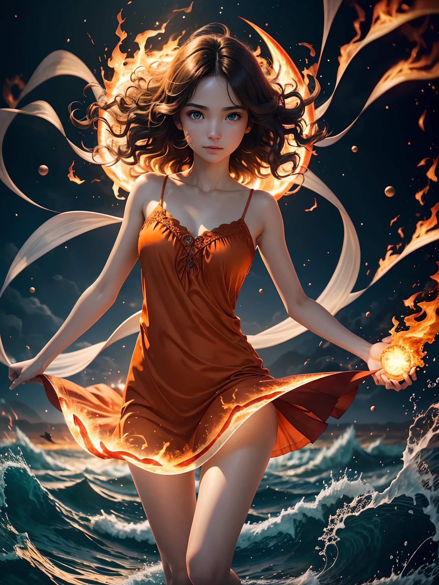 (masterpiece:1.1), (best quality:1.2), (artwork:1.1) of (real adult catgirl in light nightdress, dynamic pose:1), skinny, thin legs, thin hips, crepuscular rays, (scenic, floating short hair, tender, natural skin, upper body, tall), (crisp:1.1), (ultra detailed, ultra detailed cg background), full body colorful tattoo, firestorm, centered, colorful, glowing, (depth of field), wavy hair, finely detailed, (edge detection:1), (120mm), beautiful eyes, (intense lighting:1.1), (ultrasharp), fine art, creative, face, bokeh, photographed on a Fujifilm GFX 100S, macro lens, orange, cold blue, fireball, engulfed in flames, flight, sunny, dynamic, physics, sky, lava, moons, shockwaves, red-hot, magic, wizardry, spheres, concentric