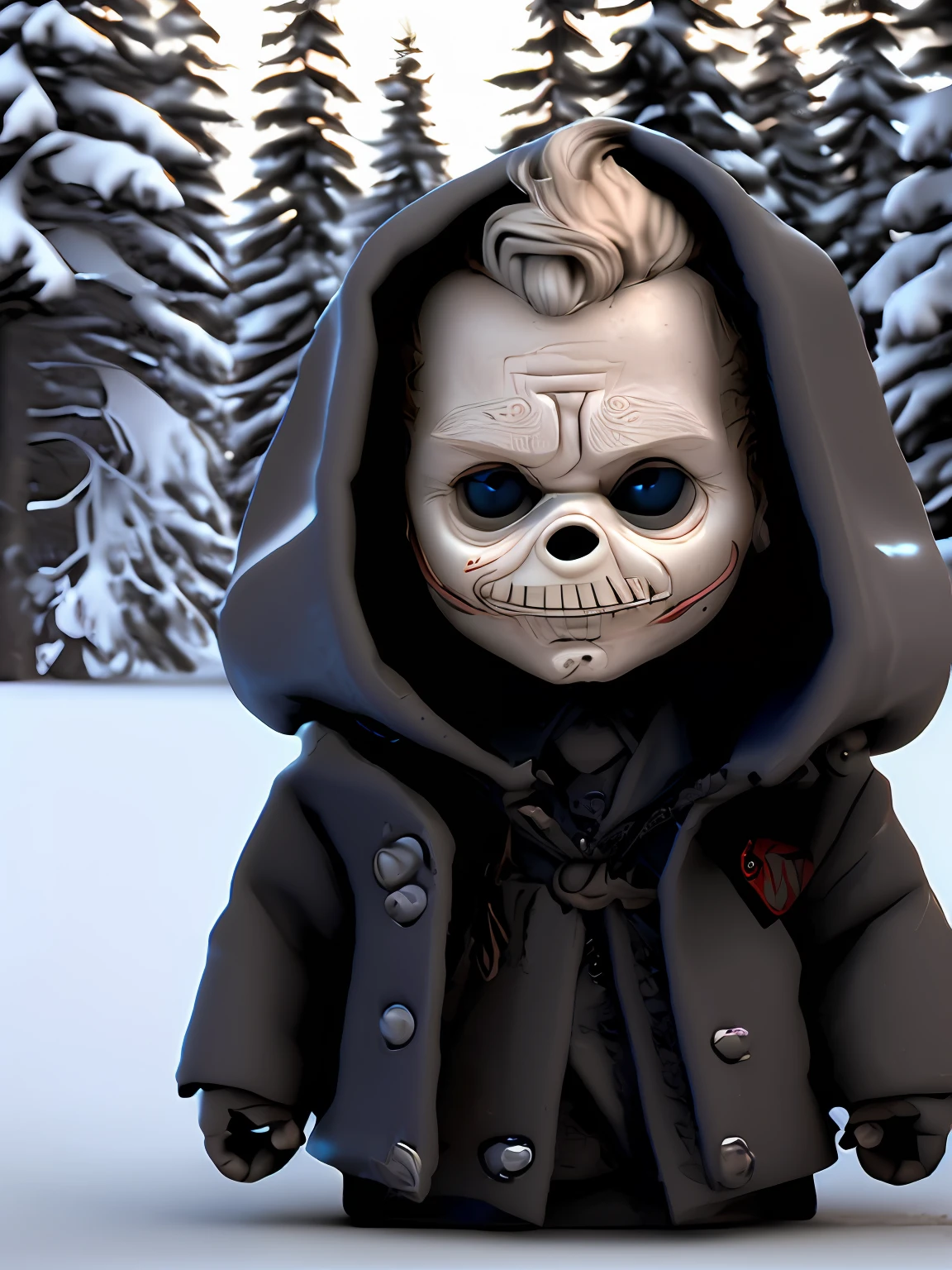 Corey Taylor's cinematic shot of snow apocalypse Slipknot cute realistic, cercado por fogo, sem costura, epic, cinemactic, detalhes intrincados, premiado, great lighting, sombreamento, alta qualidade, detalhado