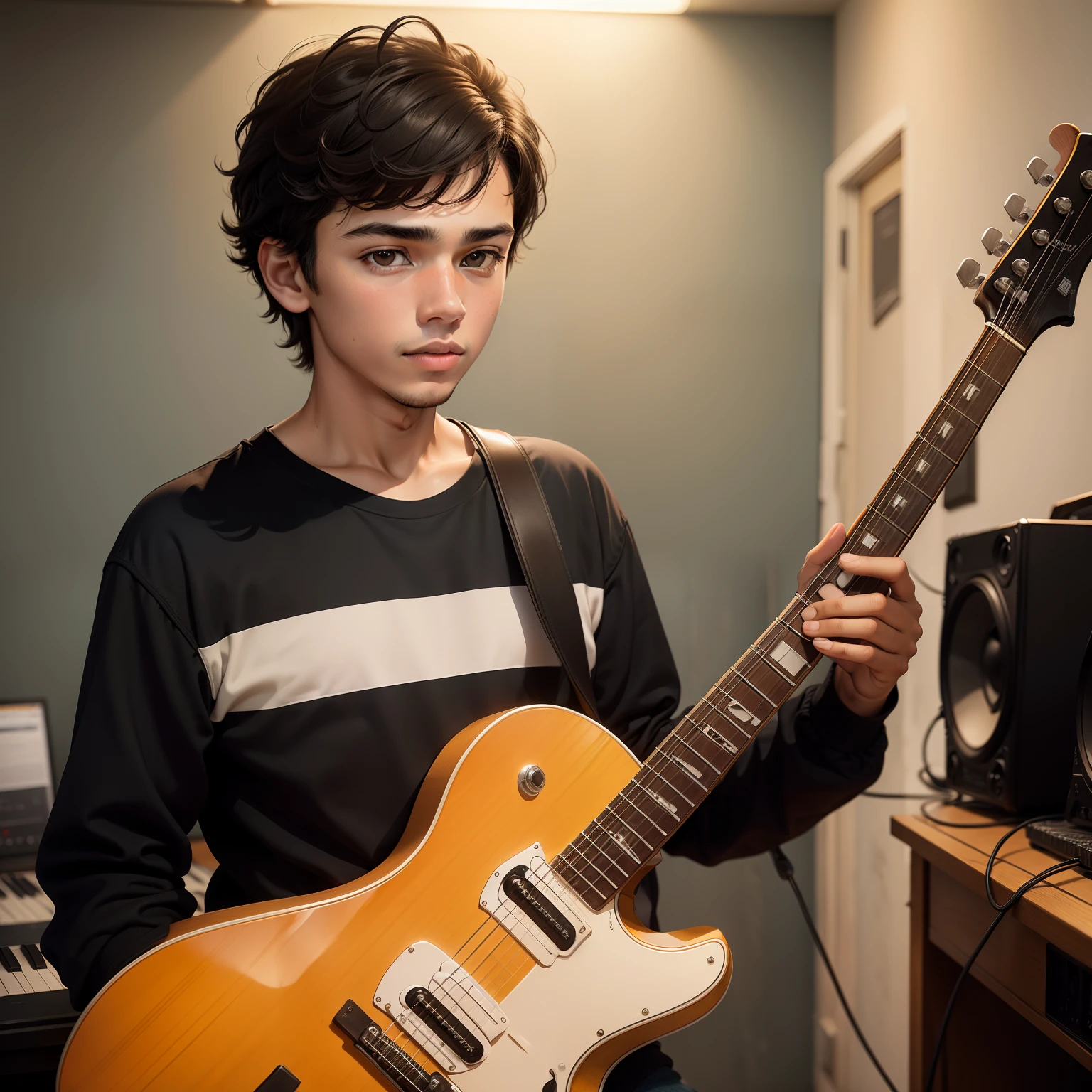 Pedro: a 15-year-old who is passionate about music and plays guitar