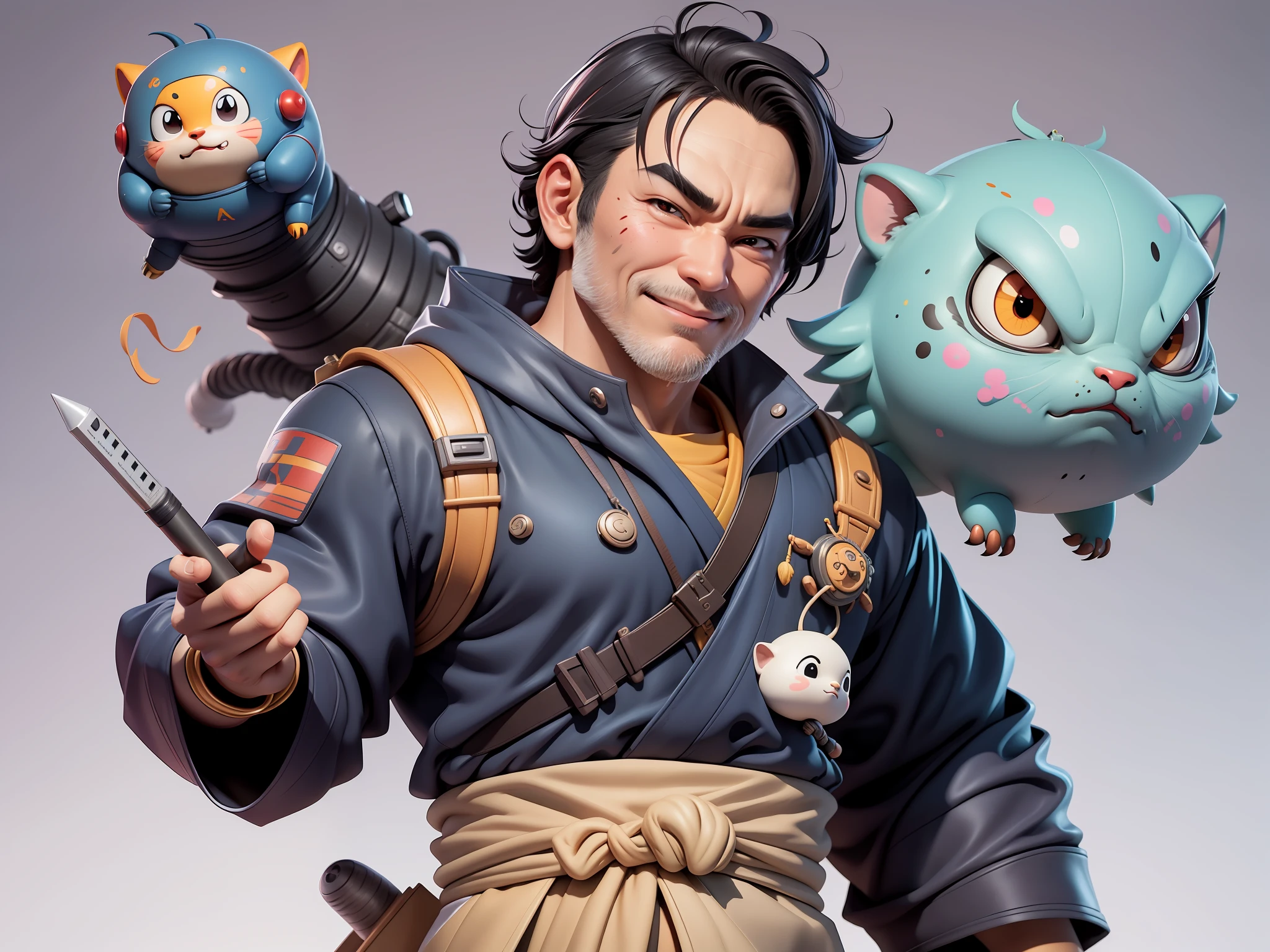 Young man with oriental face in leather hat, dragon, formal suit, short black hair, silver glasses, digital painting, 3D character design by Mark Clairedon and Pixar and Hayao Miyazaki and Akira Toriyama, the illustration is a high-definition illustration in 4K resolution with very detailed facial features and cartoon-style visuals.