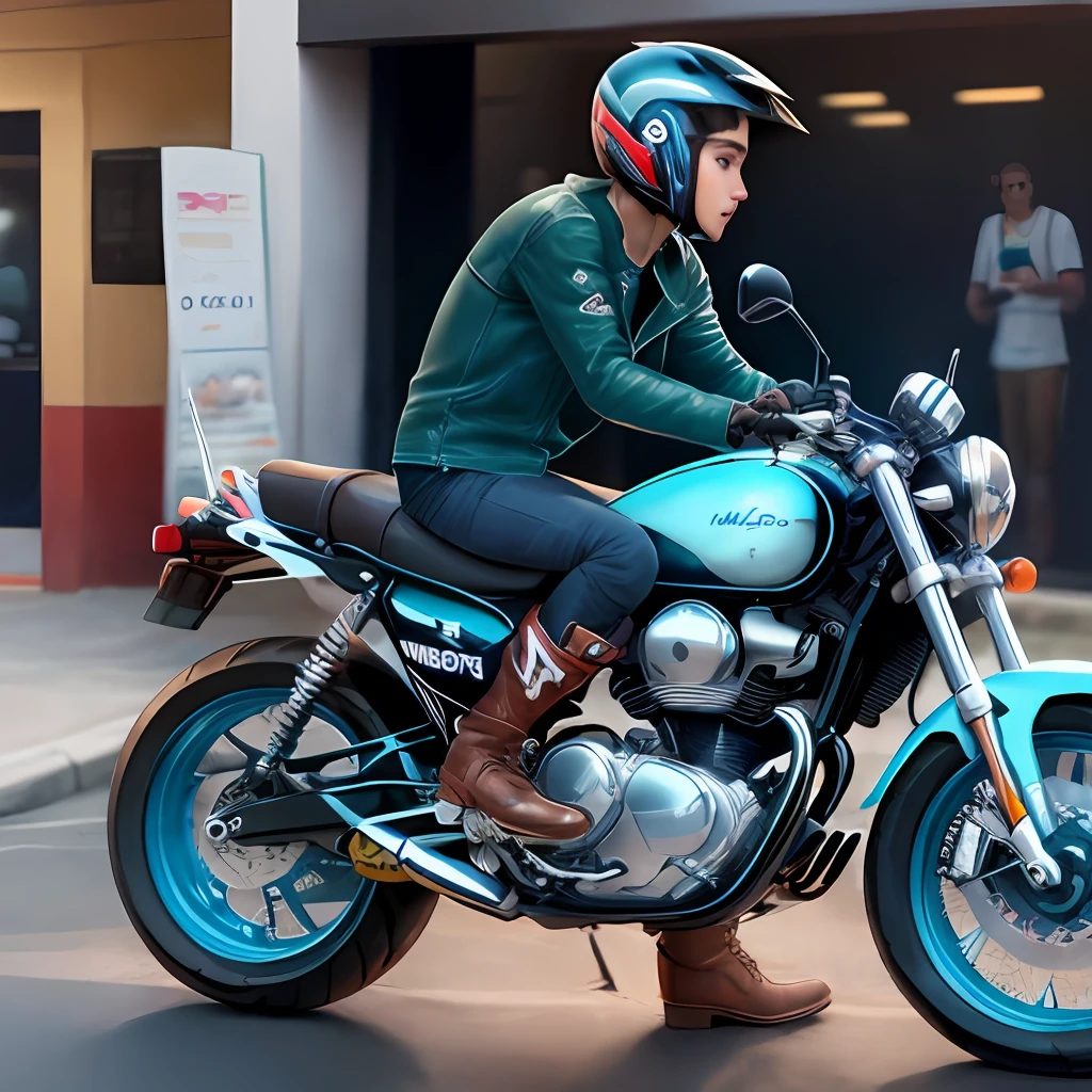 motoboy com colete   ,moto biz azul  e branco
