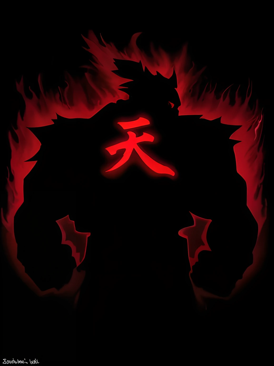 a closeup of a red fire with a dragon on it, simetria!! Retrato de Akuma, jin - roh, Mudoken, inspirado em Chen Jiru, Akira Akatsuki, silhueta forte, Gurren Lagann, eles, inspired by Tōshūsai Sharaku, emitindo aura vermelha maligna, nove caudas