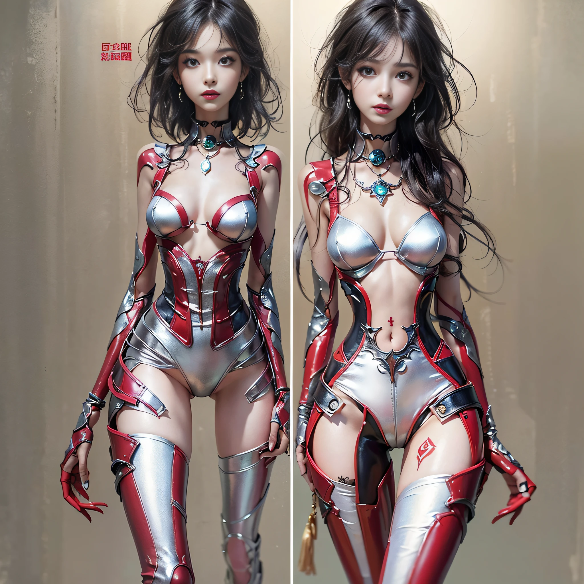 ((masterpiece:1.4)、(top-quality:1.4)、(reallistic:1.7))、a beauty girl、Sexy Daughter、Super beautiful girl、1girl in:1.4、Super sexy outfits、Glossy luxury latex、Luxury Latex Bodysuit、By Luis Royo、age19、Super Ultra Ultra Bikini、(Looking Back Beauty:1.4)、Cute tattoos、Outstanding style、(Two legs are drawn correctly:1.7)、(Two arms are drawn correctly:1.7)、Anatomically correct depiction of limbs、Slender Abs、(beauty legs:1.4)、beautiful countenance、kawaii faces、Beautiful ass、A detailed eye、beautidful eyes、Raw photo、red-lips、Red high heels、a choker、a necklace、耳Nipple Ring、Futuristic City Fantasy、