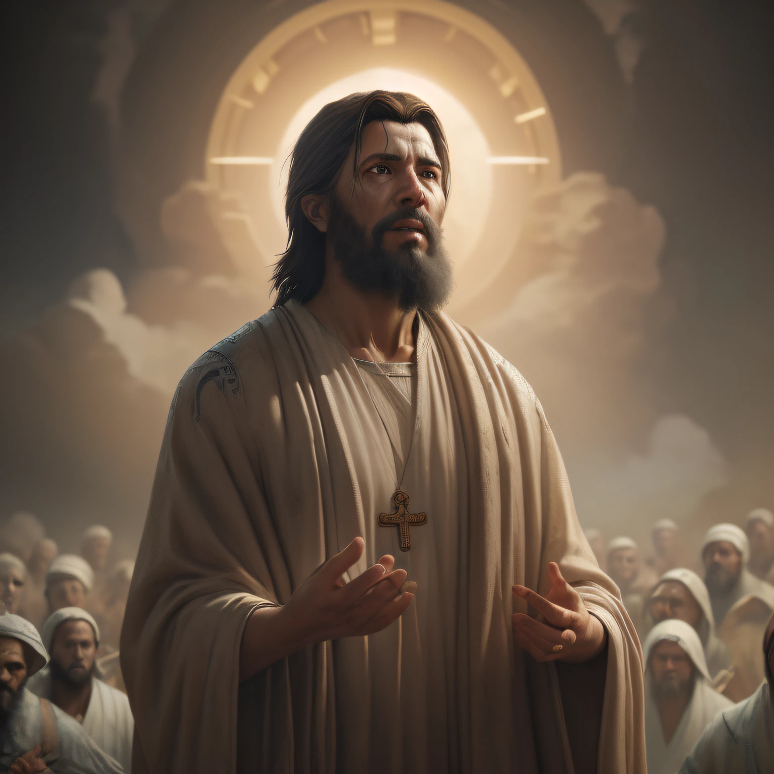 prophet isaiah, in heaven, help the people , healing, cloud, studio, trending on artstation, sharp focus, studio shot, intricate detail, highly detailed, by greg rutkowski