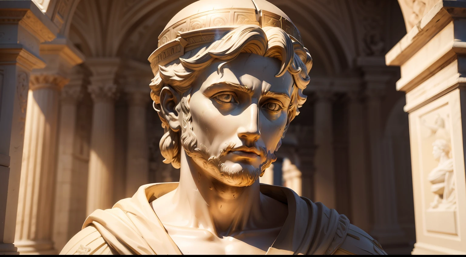 Bust of statue of the Roman (obra-prima) (8k high resolution) (melhor qualidade) (Ultra Definition) (Ultra realista)(Foto RAW) (Foto realista) (bright illumination)