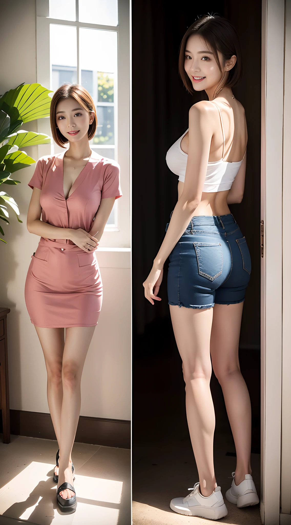 1 beautiful woman taking pictures on the grass of the villa,RAW photos,tmasterpiece,(highdetailskin:1.2),8k ultra high definition,digital SLR camera,gentlesoftlighting,high high quality,filmgrain,富士XT3,20 years old Asian woman,Wear simple clothes,(White long nurse uniform:1.2 and long skinny jeans:0.7,Detailed clothing details:1.3),(Nurse's uniform,Detailed clothing features),(Get wet with rain,The clothes are wet:1.5,There are water droplets on the skin:1.5), perfect body figure,Perfect breasts and nipple bulge,The legs are straight and slender,Branded stylish shoes:0.6,Super detailed facial details and skin,Fair pink face and skin,The skin is pink,with light glowing,二重まぶた,Super detailed eyes,Sweet smiling,Gao Za's hair,Horsetail hair,Beautiful accessories, (Gloss on lips, eyeslashes, Glossy face, Best quality, Super high resolution, warm color,Wide lighting, naturalshadow), taken from behind, Show off your beautiful body, Full body shooting: 1.8