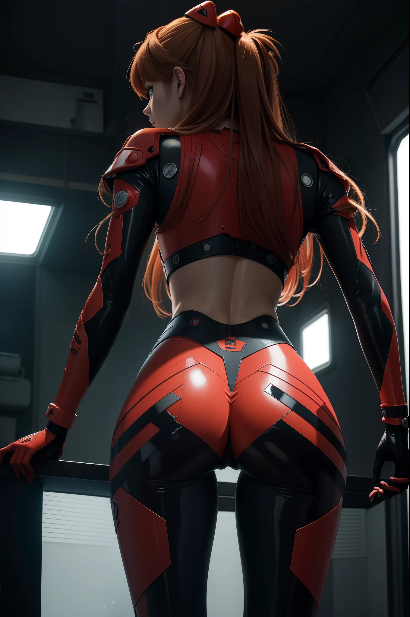 ((Asuka Langley Shikinami)), lying on the bed of a cyberpunk room at noon, ((redhair)), ((blue eyes)), ((mejor calidad)), ((obra maestra)), (muy detallado:1.3), ....3d, hermoso culo, (cyberpunk:1.3) ((desnuda))) ((falta muy corta)) ((culo perfecto)) ((vista del culo)) ((Vista posterior)) ((View from behind)) transparent pantyhouse, vida real, HDR (High Dymanic Range), Trazado de rayos, NVIDIA RTX, Super resolution, Irreal 5, Sub-Surface Scatterring, Texturas PBR, postprocesamiento, Anisotropic filtering, profundidad de campo, maximum sharpness and sharpness, Texturas multicapa, Mapeo de albedo y especular, sombreado de superficie, Accurate simulation of light-material interactions, proporciones perfectas, octane representation, duotone lighting, ISO bajo, balance de blancos, regla de tercios, apertura amplia, 8K RAW, high-efficiency subpixels, sub-pixel convolution, glow particles,