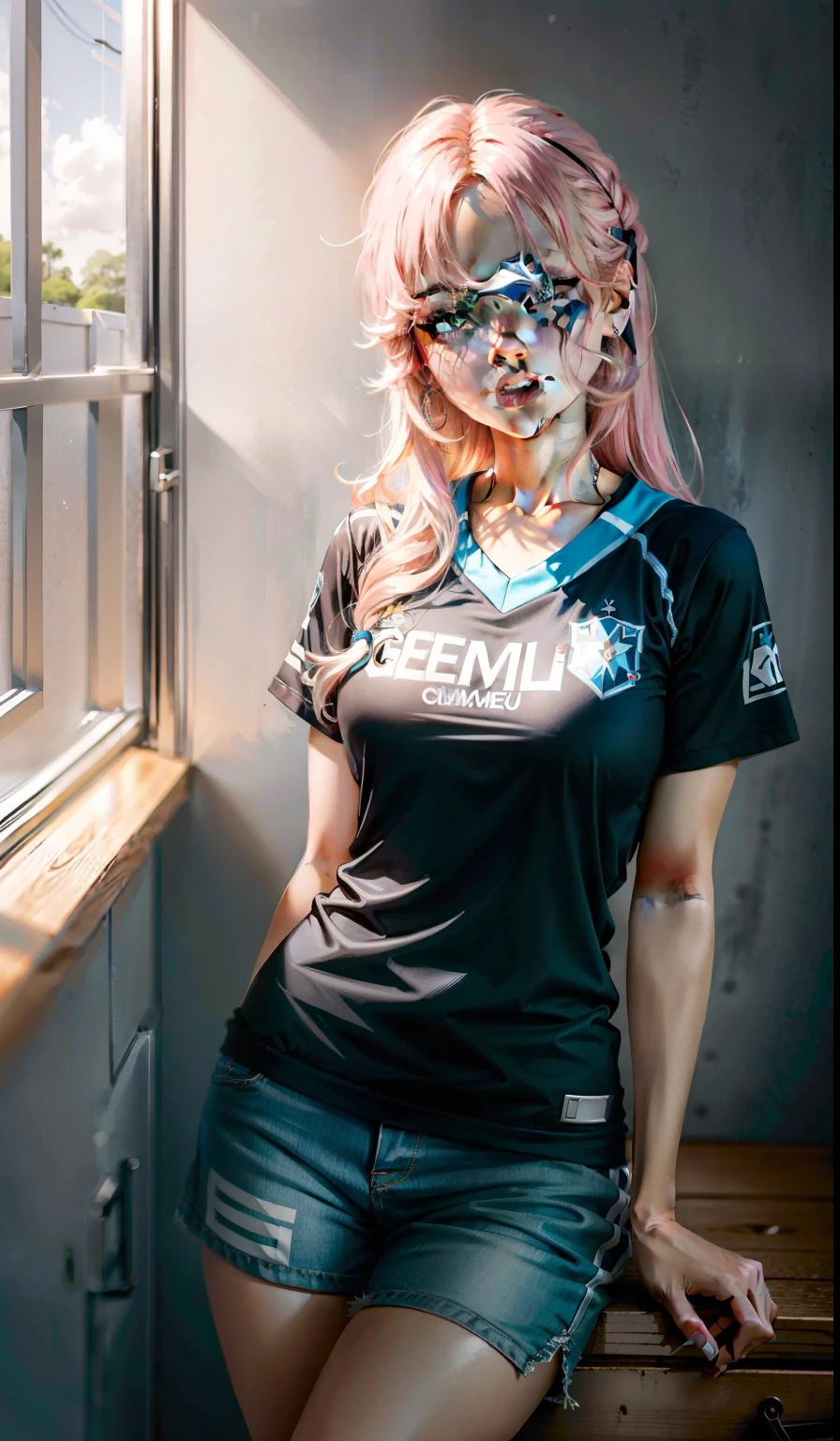 (Full HD) mulher de anime deitada seminua com calcinha de um clube brasileiro de futebol chamado gremio
