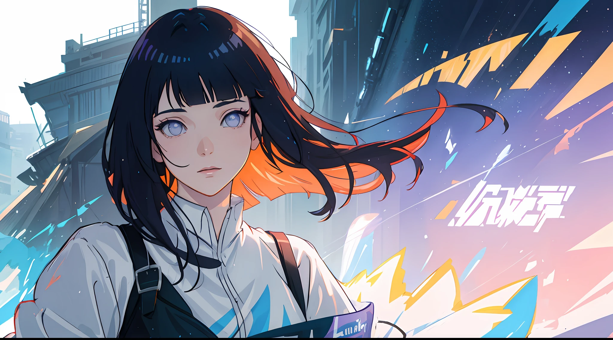 a handsome female, seductive, ((blunt bangs)) Pop star, idol, In the show, Attractive, Sexy Eyes, white shirt, short skirt, navy blue hair, tender, Young, Short hair, full - body, from league of legends, trend on artstation, Author: Rhodes, Andreas Rocha, rossdraws, makoto sinkai, Laurie Greasley, Lois van Baarle, Ilya Kuvshinov and Greg Rutkowski, violet eyes, (Long hair:1.3), wet and sheer bra, (tmasterpiece), (beste-Qualit), (overdetalization),(messy hair),(illustartion), (trendy clothes), stands, Model, looks at the viewer, (interview), (Simple background), beautiful detail eyes, Gentle beautiful face, soaring, (high saturation), (Colorful splashes), Colorful Bubble, (radiance), facial focus, (radiance), better lighting, better shadow, (tmasterpiece, hiquality, beste-Qualit),