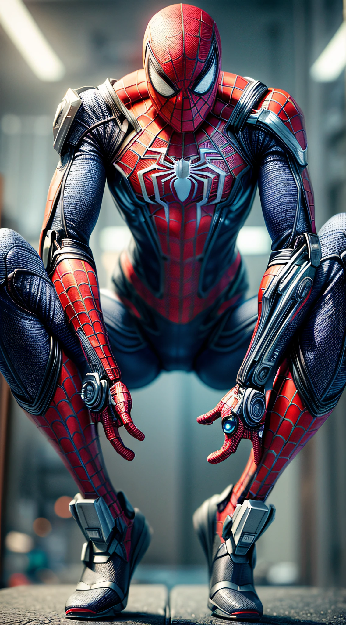 (cyborg: 1.2) spider-man robot, (((kinetic))), full body masterpiece, high definition, 8k, very high quality, high detail face, sharp, dof, depth_offield, midday style , cinematic, contrasting, detailed, 8k , sharp focus, cyberpunk, emitting detail glow, intricate tron circuitry, intricate luminosity to costume detail.