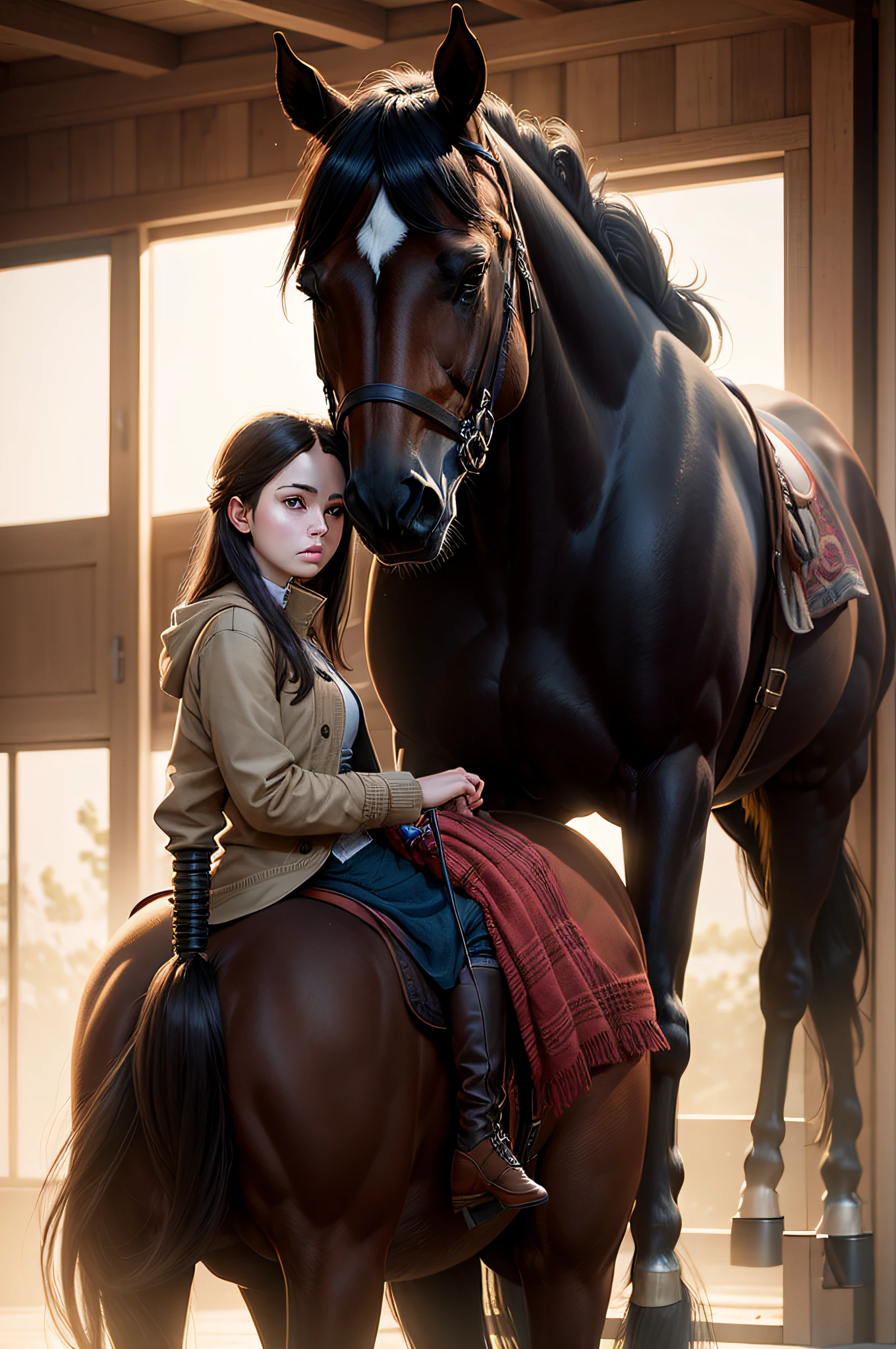 The younger brother was ridden by his sister as a horse,With the reins in his mouth,crawling