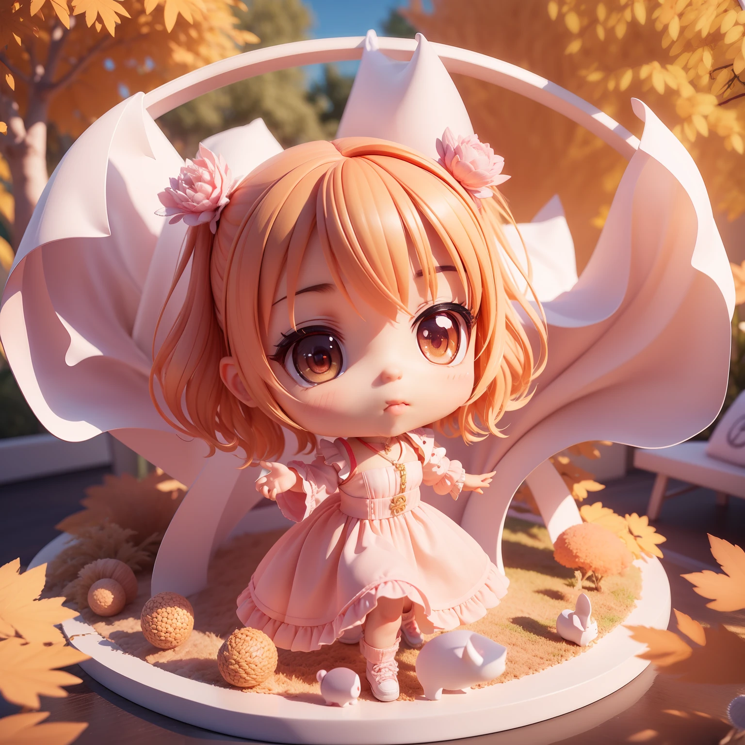 (((chibi 3d))) Cute and beautiful face,Big bright eyes,Chibi Anime//masutepiece,ultra-detailliert,prize winning,Women's Autumnside Checkers, Long length, Maxi dress//fashionshow