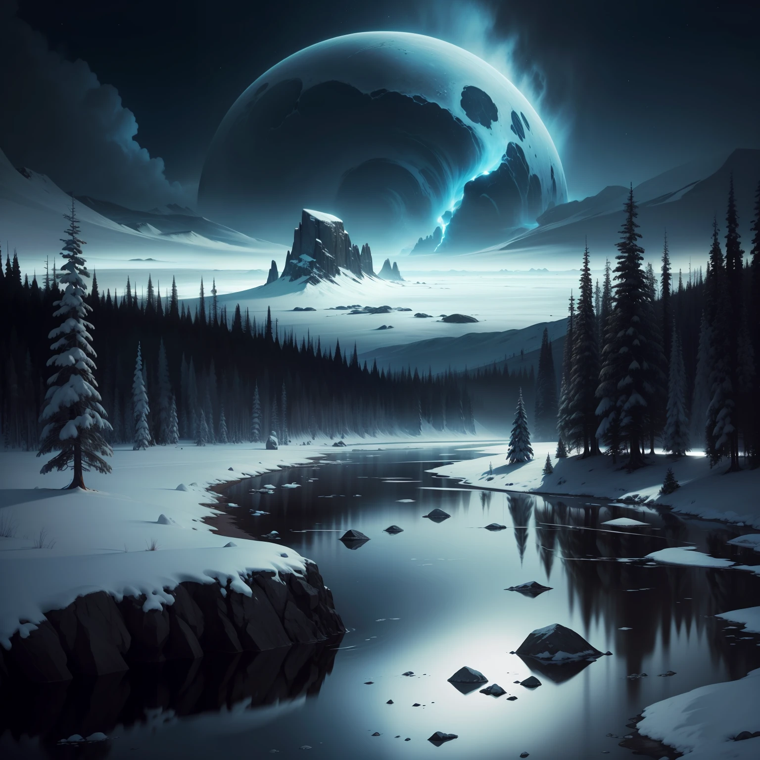 Arctic by night , paisagem sombria , filme de terror , pouca luminosidade, ambiente sinistro , almas dos mortos, Fantastic Dark, can't have water , can't have trees, can't have rocks , cannot show earth or grass