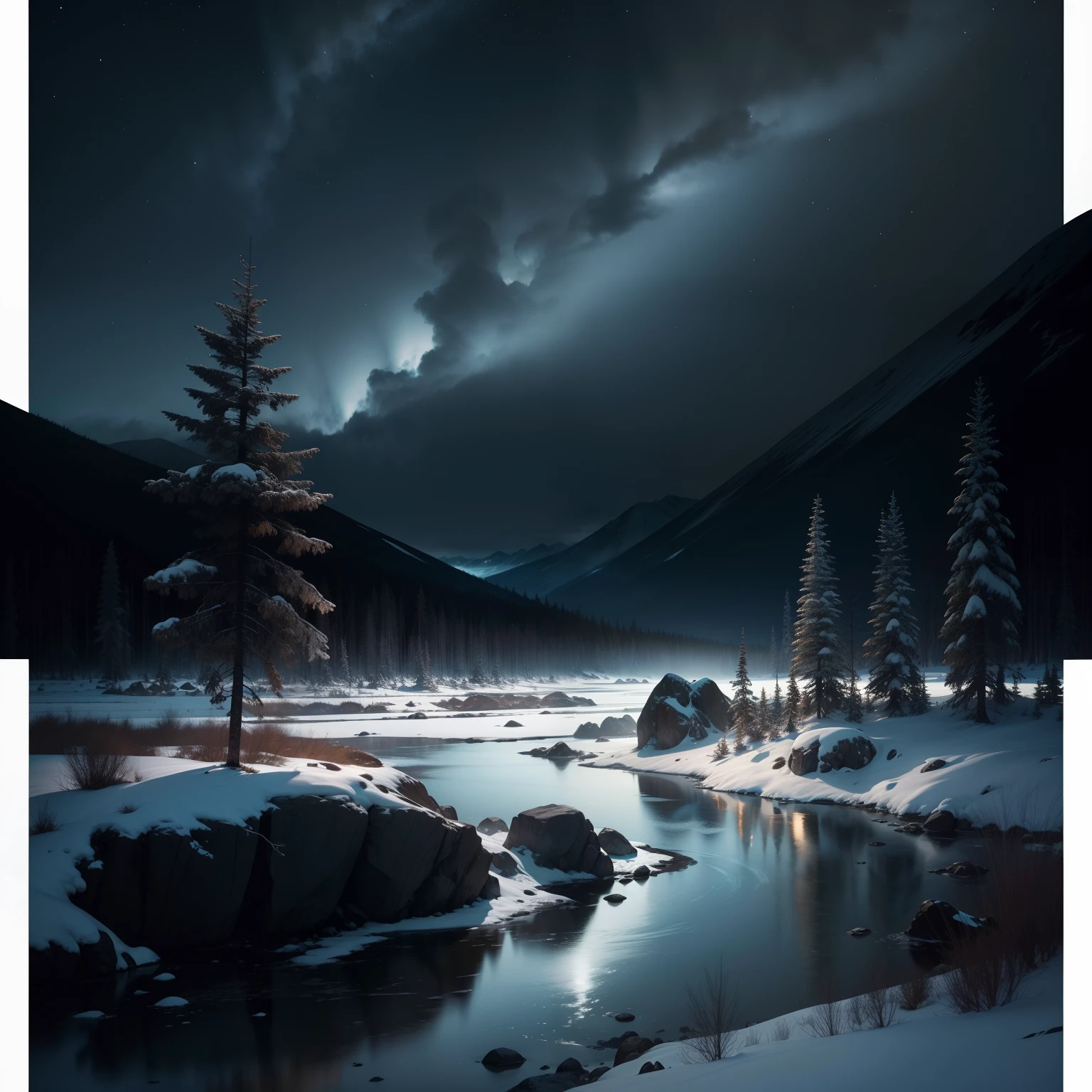 Arctic by night , paisagem sombria , filme de terror , pouca luminosidade, ambiente sinistro , almas dos mortos, Fantastic Dark, can't have water , can't have trees, can't have rocks , cannot show earth or grass