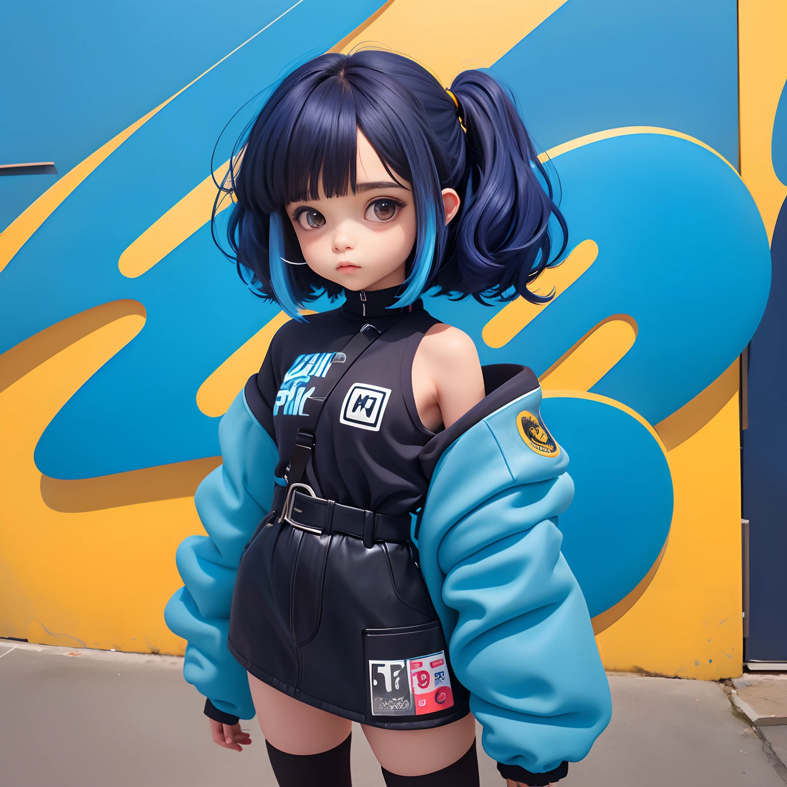 Workwear jumpsuit、Costume with glowing linesを着た女性, cyber punk, Punk Rock, Mosh Pit, (Highest quality,4K,8K,High resolution,masterpiece:1.2),Live Stage、Costume with glowing lines、Large sunglasses,Punkish hairstyle、Full body portrait