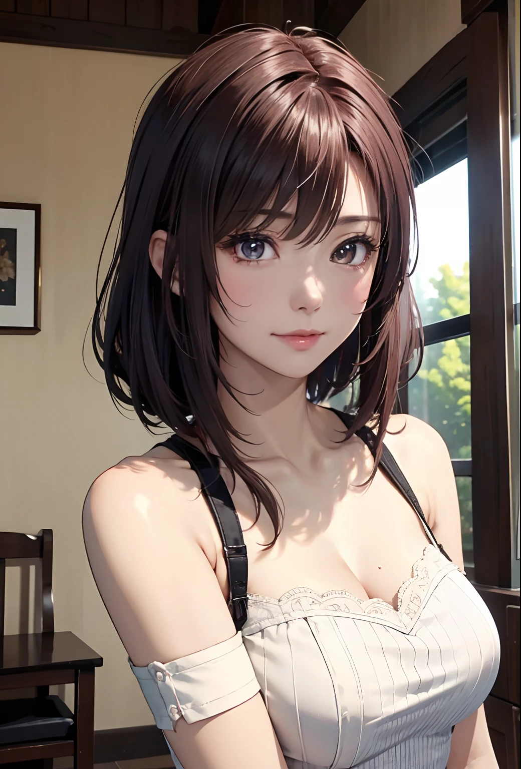 (masutepiece: 1.3), (max resolution: 1.2),, (Detailed eyes and skin), (detailed facial features), nffsw, Sharp Focus: 1.2, Perfect Style, Beautiful face, Perfect body,Highly detailed face and skin texture, Detailed eyes, Dark-blue eyes, Double eyelids, Thin eyebrows, Glitter Eyeliner: 1.2, Natural cheeks, Glossy skin, Fair skin: 1.2, shiny little necklace and earrings, (Glossy lips: 1.A very cute female teacher), Pink lace bra She is wearing pink lace panties Stockings), (Seductive smile: 1.2), ((a Innocent and cute girl:1.3)), (long, straight haired, bangss), (ligh brown hair:1.2), medium large breasts, FULL BODYSHOT Shyness School Changing Rooms Herren cute little White shirt Kamimei Changing clothes