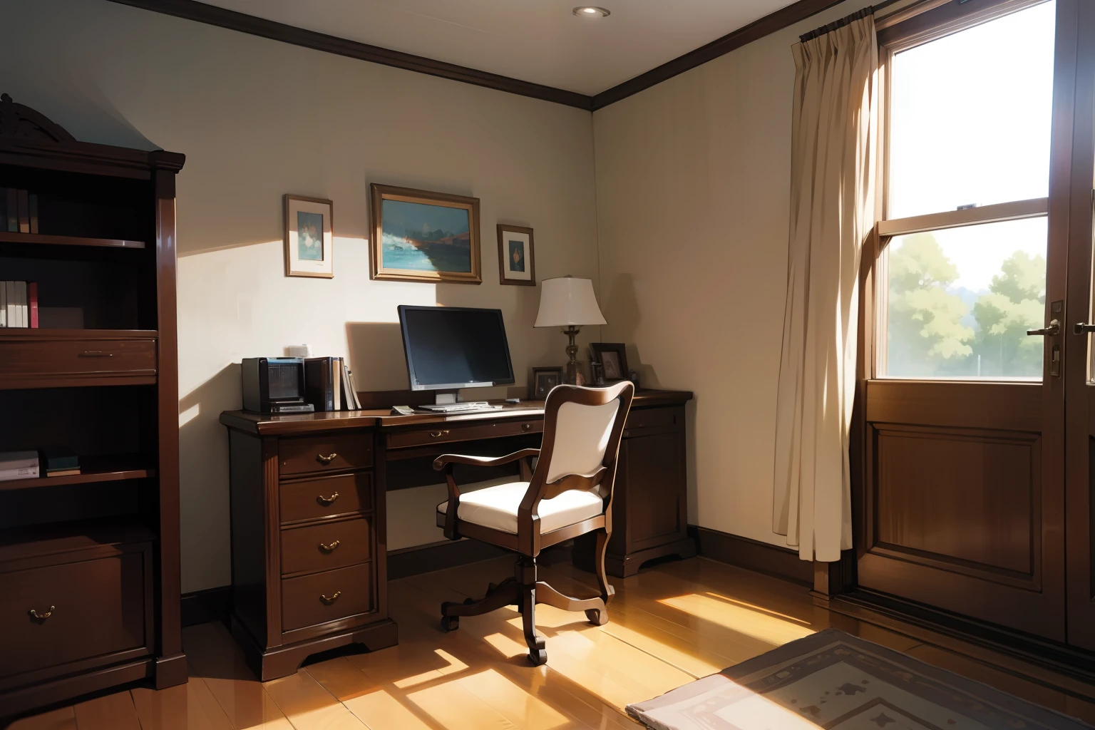 A room, professional, elegant, anime style