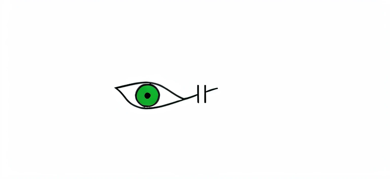 there is a drawing of a green eye with a black outline, single eye, sem olho, Olho Verde, um olho, posicionamento correto dos olhos, olho coerente, branco ao redor do olho direito, olho wedjat, olho centrado, caolho, apenas globo ocular, 3rd eye, bonito redondo verde olhos inclinados, Cor dos olhos Verde, um olho reptiliano