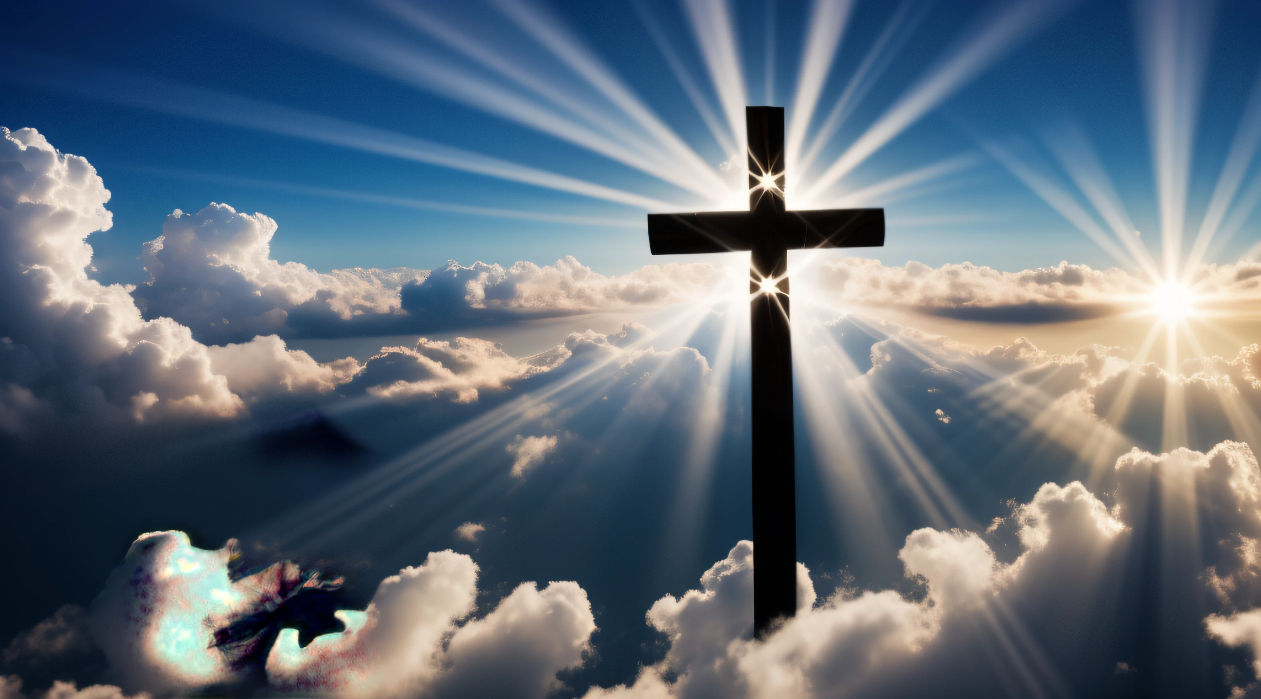 heaven, christlike, A shining cross in the midst of the clouds, hopeful, dramatic, cristianismo, Jesus