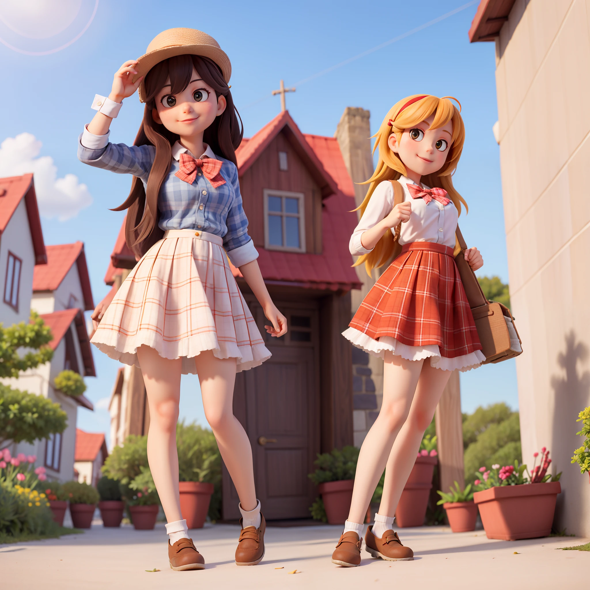 obra-prima, alta qualidade melhor qualidade, 1girl, sozinha, franja, praia, blue_sky, blush, arco, seios, quadriculado, checkered_shirt, checkered_skirt, nuvem, cloudy_sky, 鎖骨, dia, envelope, dando, grama, hair_bow, Heart, segurando, holding_letter, horizonte, incoming_gift, kazami_yuuka, leaning_forward, lens_flare, carta, light_rays, long_hair, looking_at_viewer, love_letter, montanha, mountainous_horizon, oceano, ao ar livre, plaid, plaid_background, plaid_bikini, plaid_bow, plaid_bowtie, plaid_bra, plaid_dress, plaid_headwear, plaid_jacket, plaid_legwear, plaid_necktie, plaid_neckwear, plaid_panties, plaid_pants, plaid_ribbon, plaid_scarf, plaid_shirt, plaid_skirt, plaid_vest, POV, camisa, saia, heaven, sorriso, solo, sol, raio de sol, luz solar, tree, unmoving_pattern