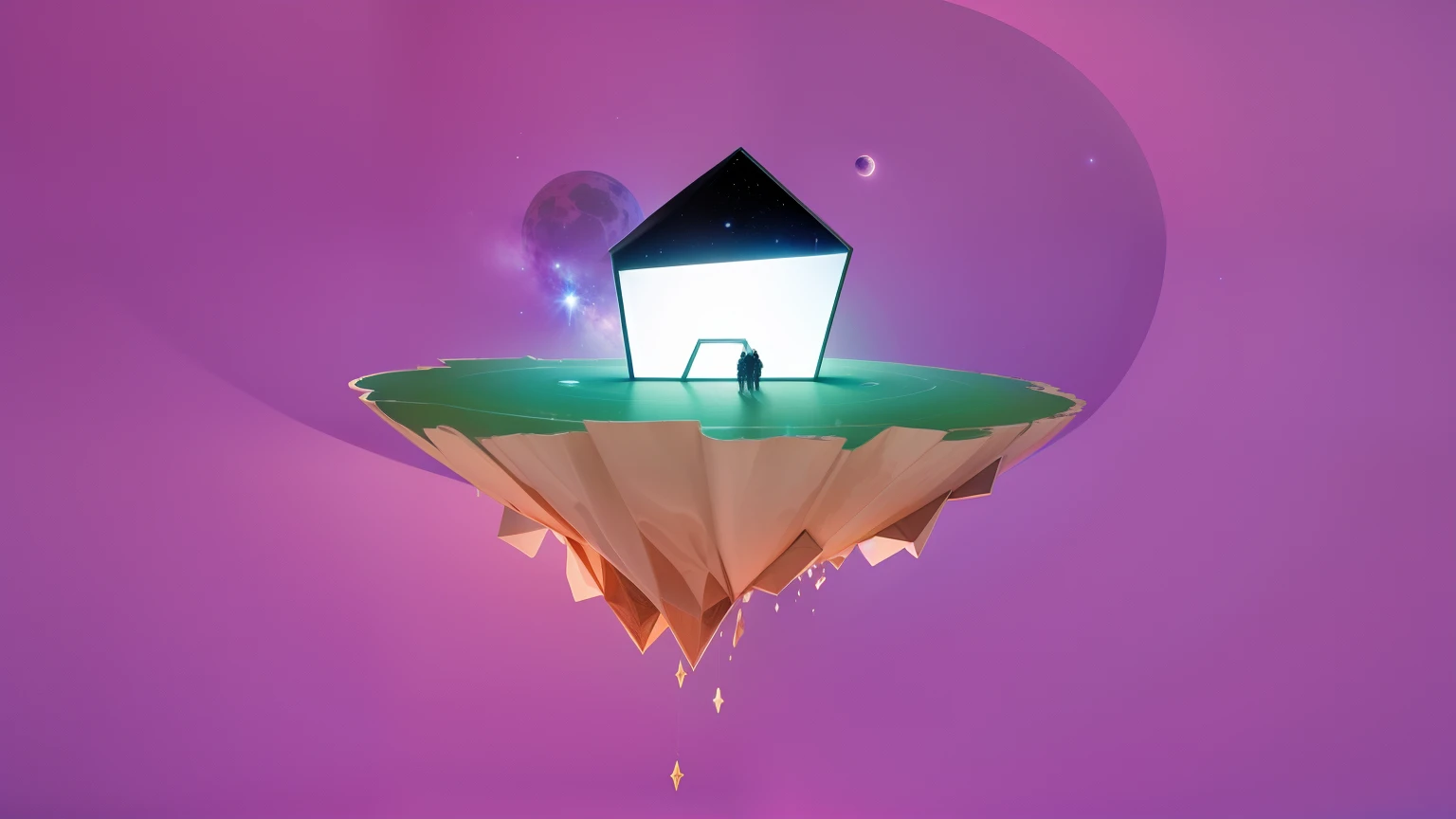 ((melhor qualidade)), ((obra-prima)), ((desenho realista)), ((cena perfeita))
Modest housing floating in outer space, equilibrada precariamente sobre um fragmento de pedra. As vastas profundezas do cosmos se estendem ao redor, pontuadas por estrelas brilhantes e nebulosas distantes. Casa, com sua arquitetura simples e familiar, contrasts with the immensity of the universe, creating a scene that evokes a sense of loneliness and wonder. Nesta imagem cuidadosamente detalhada, The tranquility and mystery of space come together in a πrima work, creating a fascinating and unique atmosphere.