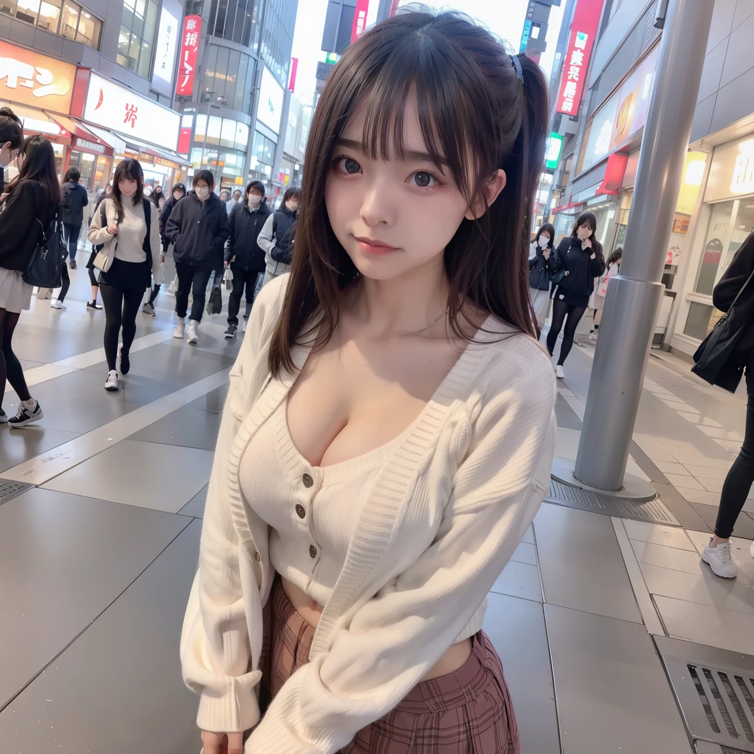 Sweater that kills virgins,Cleavage is visible,Streets of Tokyo,Twin-tailed