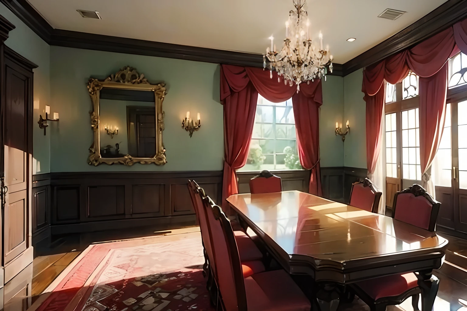 a mansion, marrom, estilo anime