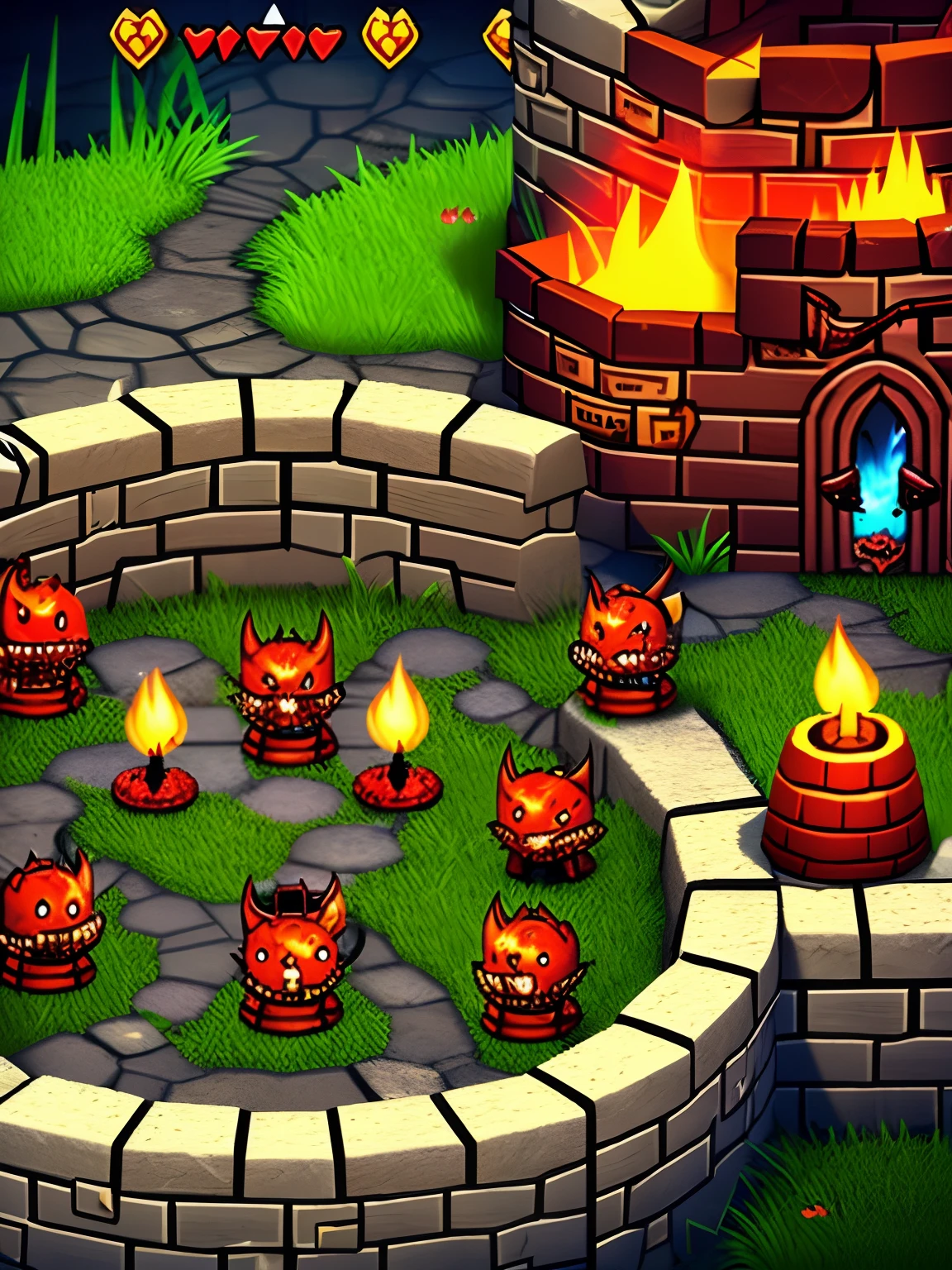 Hell prison dungeon, cute-style, Attack the devil, Hunt demons, Fire and magma everywhere