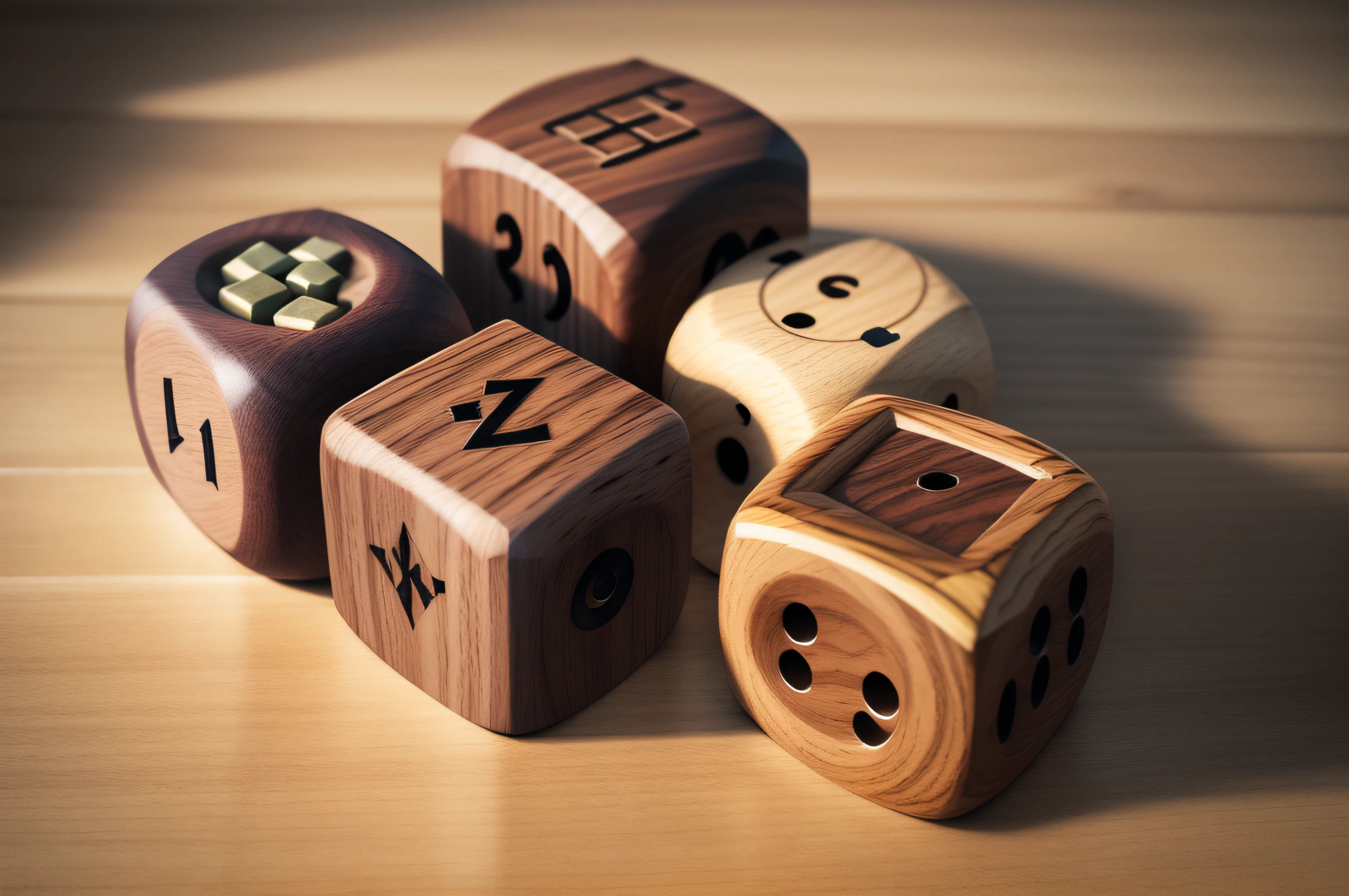 a set of rpg wooden dice