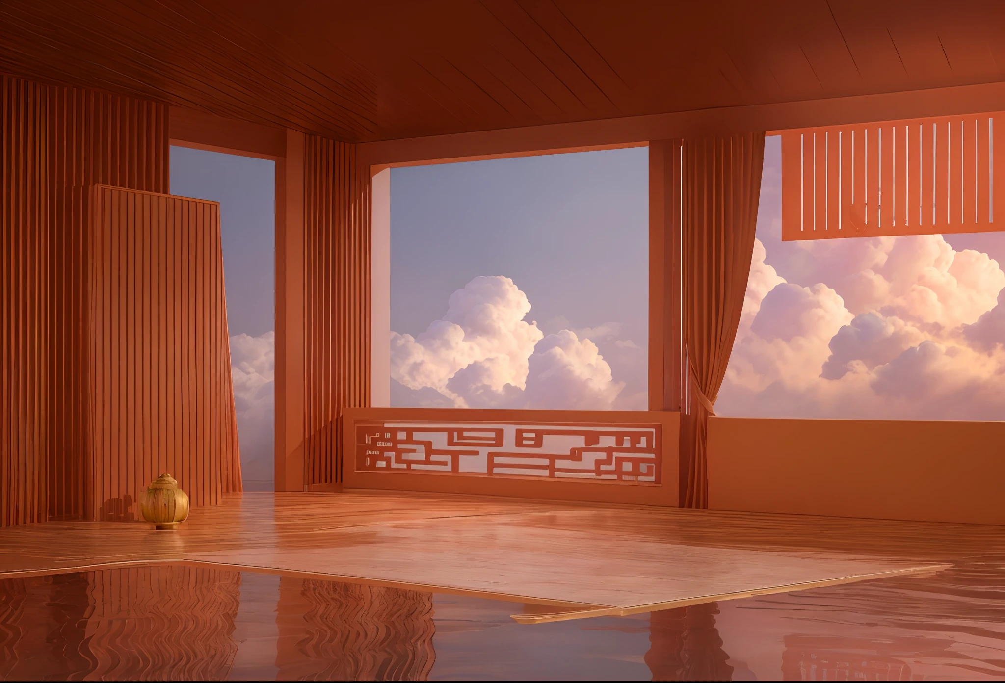 Best quality at best，highly  detailed，tmasterpiece，ultra - detailed，extremely detailed CG unity 8k wal，16k，24k，Chinese outdoor scene，buliding， east asian architecture， scenecy， Lanterns， pagoda， exteriors， Skysky， paper lanterns， ​​clouds， The bird， build， The tree， standing on your feet， mont， bru， daysies， tmasterpiece， Best quality at best，game scenes，Ancient Chinese palaces are located above the clouds，surrounded by cloud，Homem-Imponente，glazed tiles，The Big Buddha sits in the sky， ，tmasterpiece，high qulity，Pretty big breasts，high detal