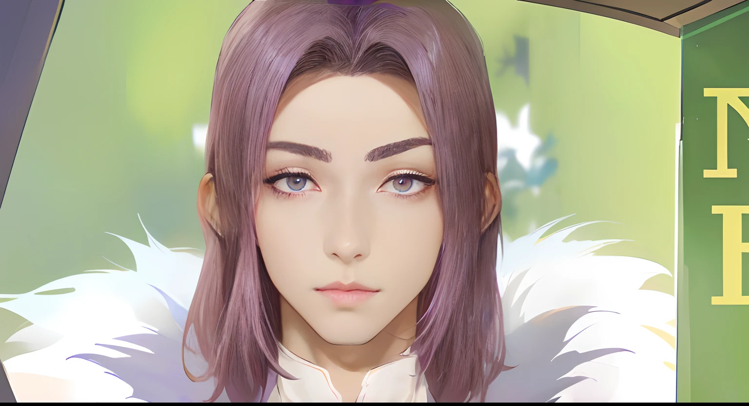 Man with brown hair and purple drooping eyes looking out the window, beautiful androgynous prince, handsome guy in demon slayer art, delicate androgynous prince, made with anime painter studio, Anime portrait of a handsome man, character portrait closeup, artwork in the style of guweiz, demon slayer rui fanart, closeup character portrait, painted in anime painter studio