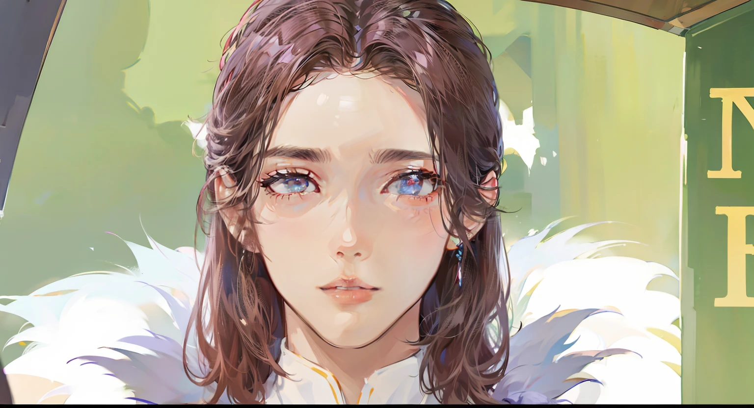 Straight hair、drooing eyes