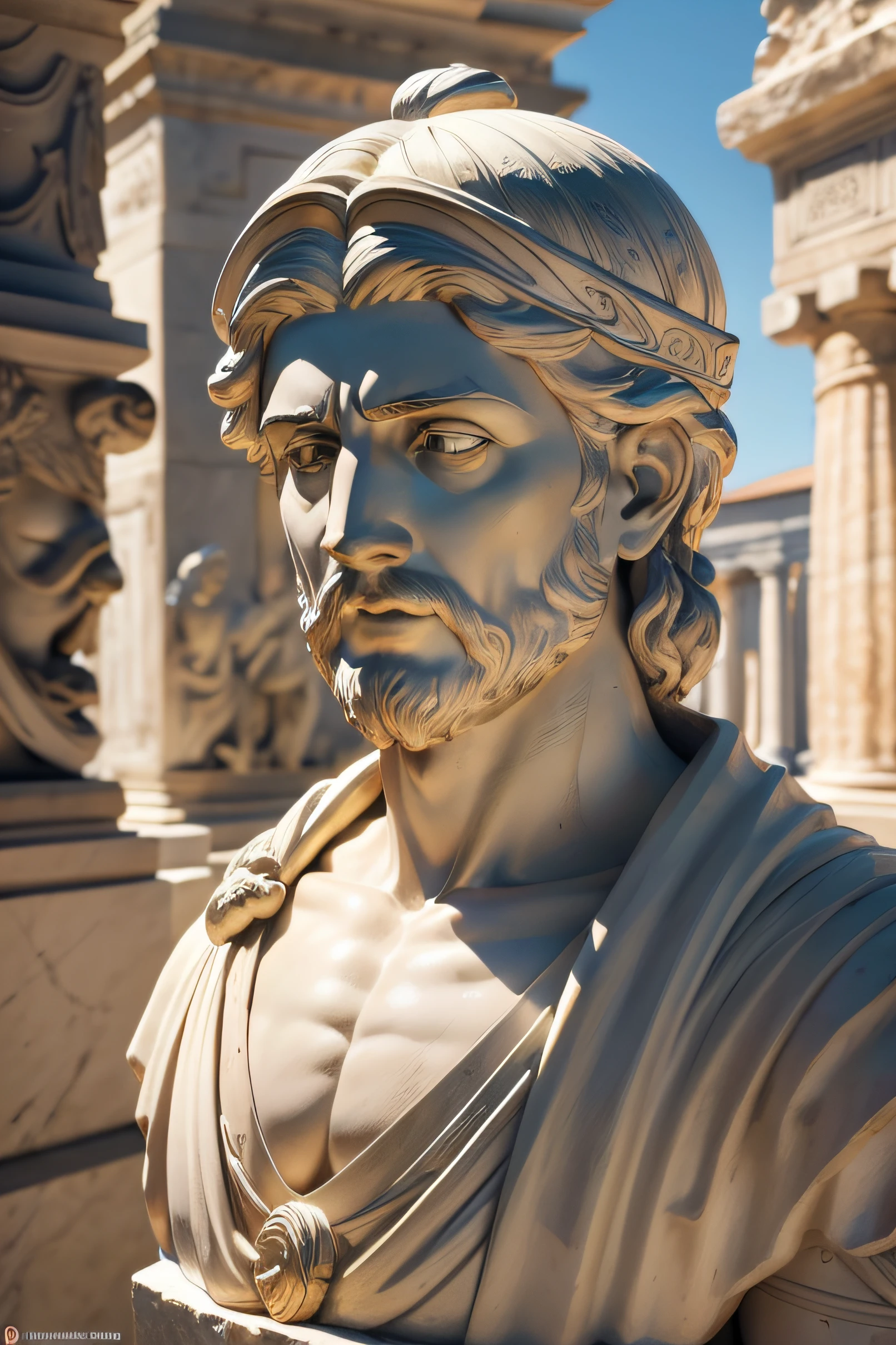 Bust of statues of the Roman gods (obra-prima) (8k high resolution) (melhor qualidade) (Ultra Definition) (Ultra realista)(Foto RAW) (Foto realista) (bright illumination)